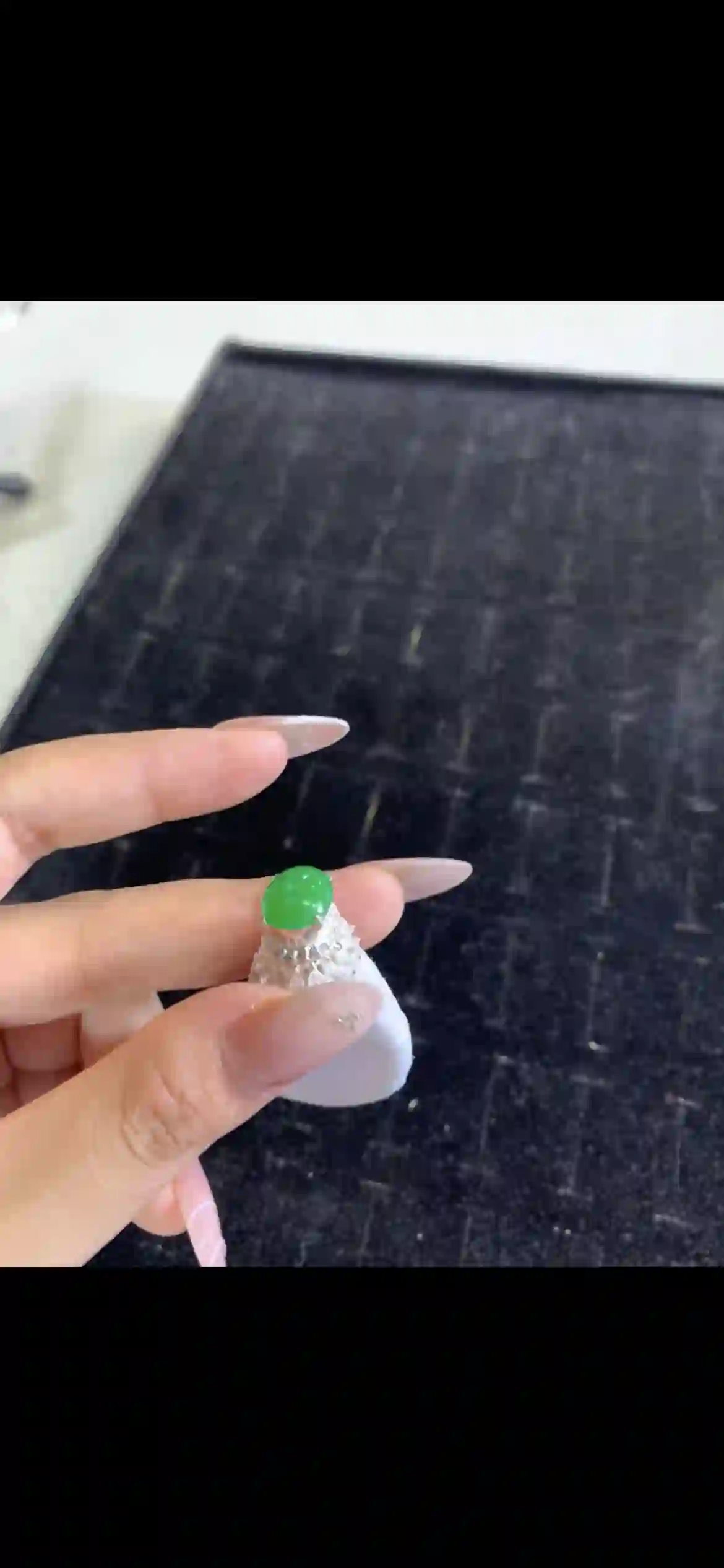 Vivid Bright Green Oval Cabochon Ring with Luxury Setting | Myanmar Jadeite reference #26160001