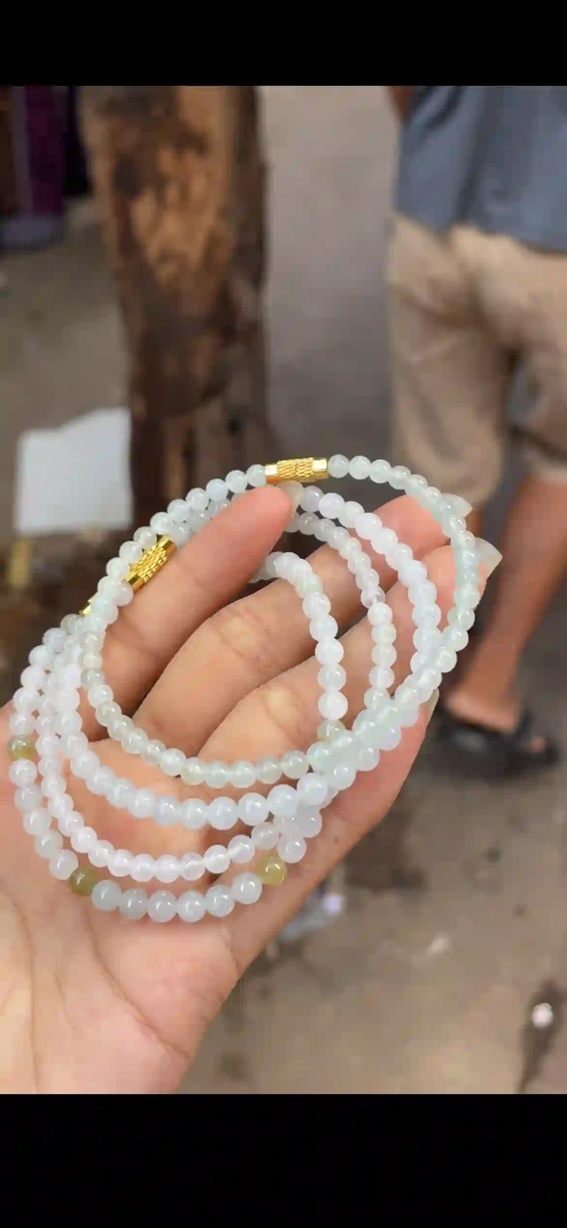 Icy White‑Celadon Jade Multi‑Loop Bracelet | Myanmar Jadeite reference #14640001
