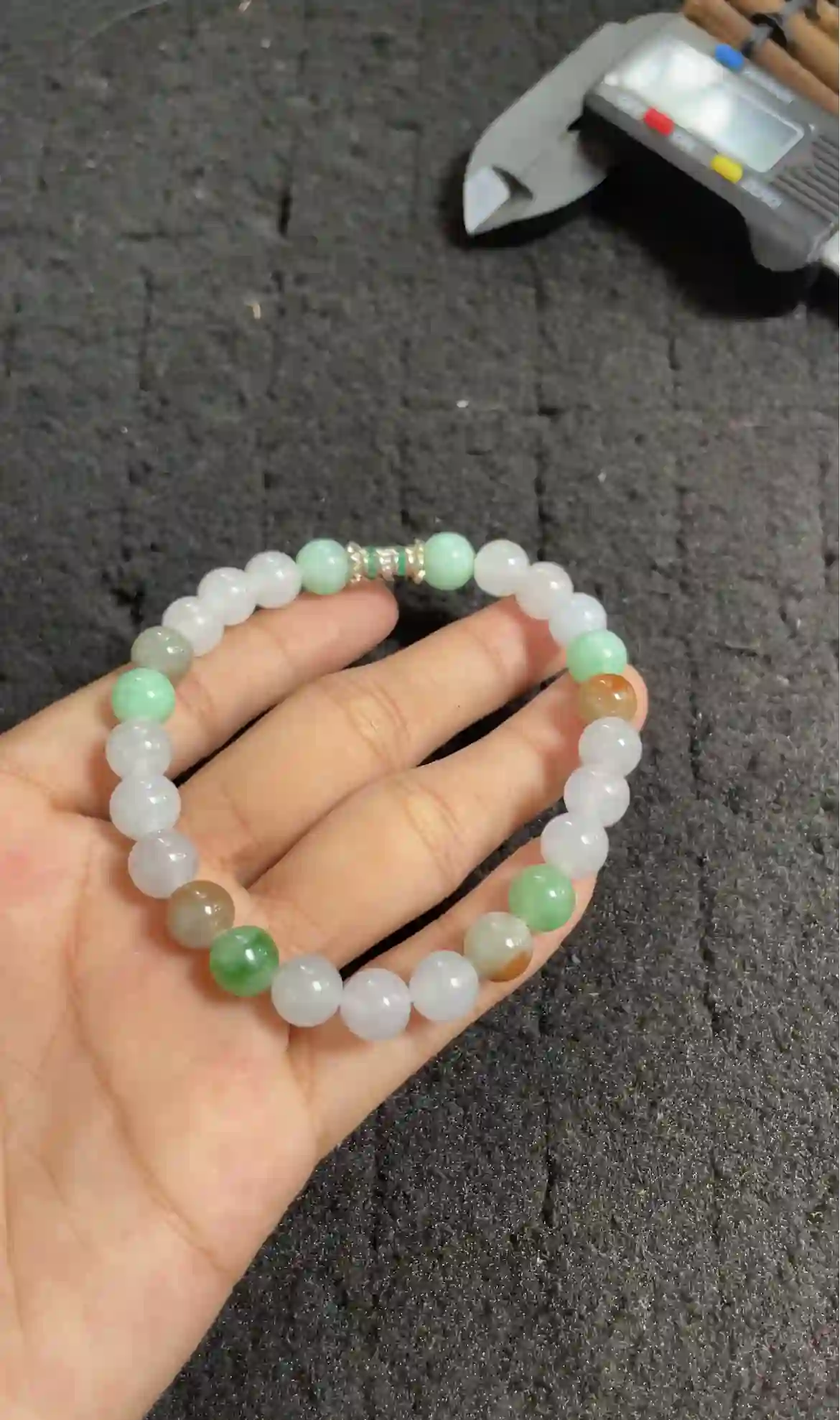 Multicolor Natural Jade Beaded Bracelet, view 2 | Myanmar Jadeite reference #2280005