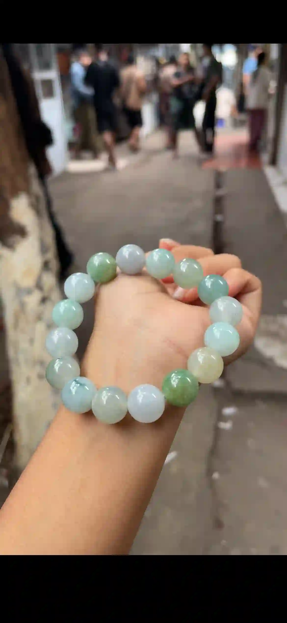 Natural Multicolored Jadeite Bead Bracelet, view 2 | Myanmar Jadeite reference #26190001