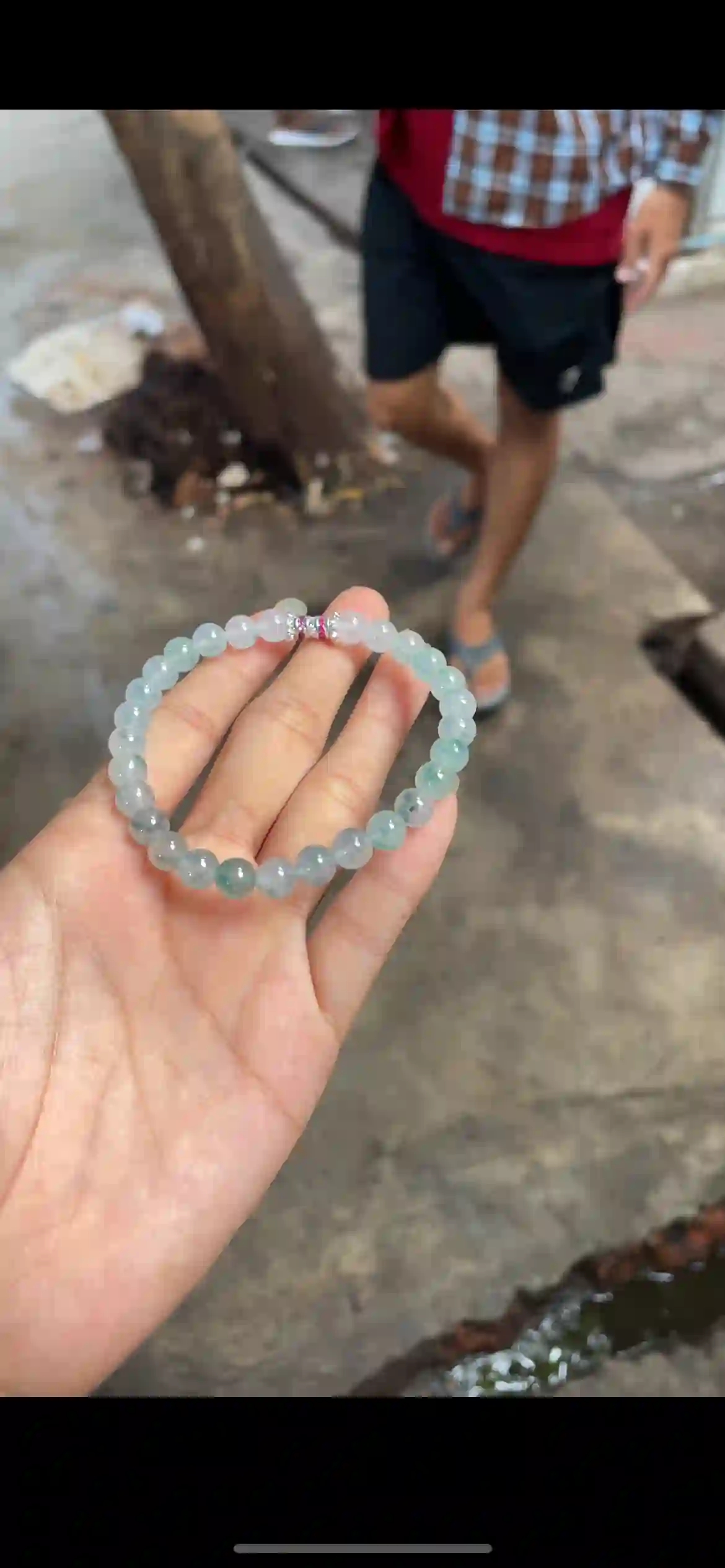 Exquisite Green & White Beaded Bracelet, view 2 | Myanmar Jadeite reference #24570001