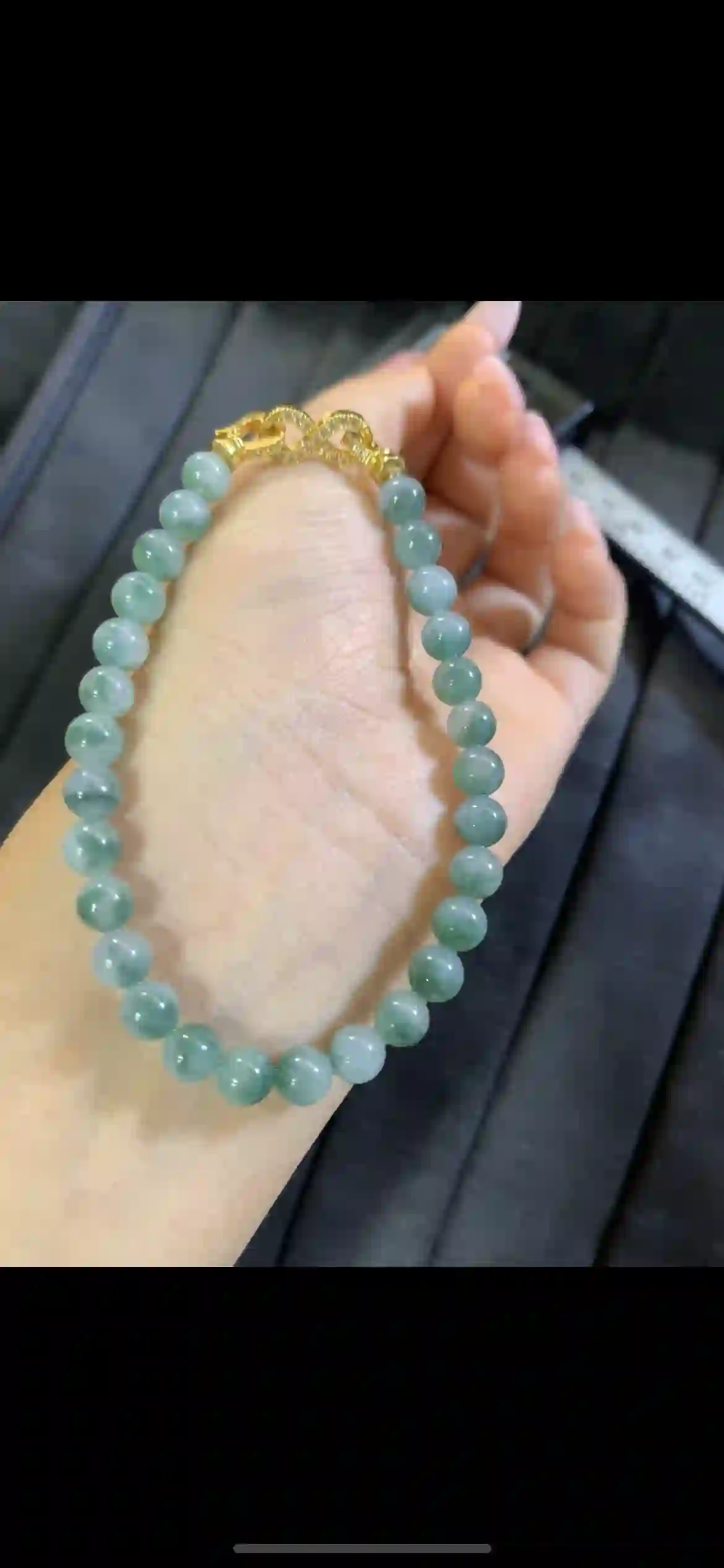 Icy Floating Flower Jadeite Bead Bracelet, view 2 | Myanmar Jadeite reference #7590001