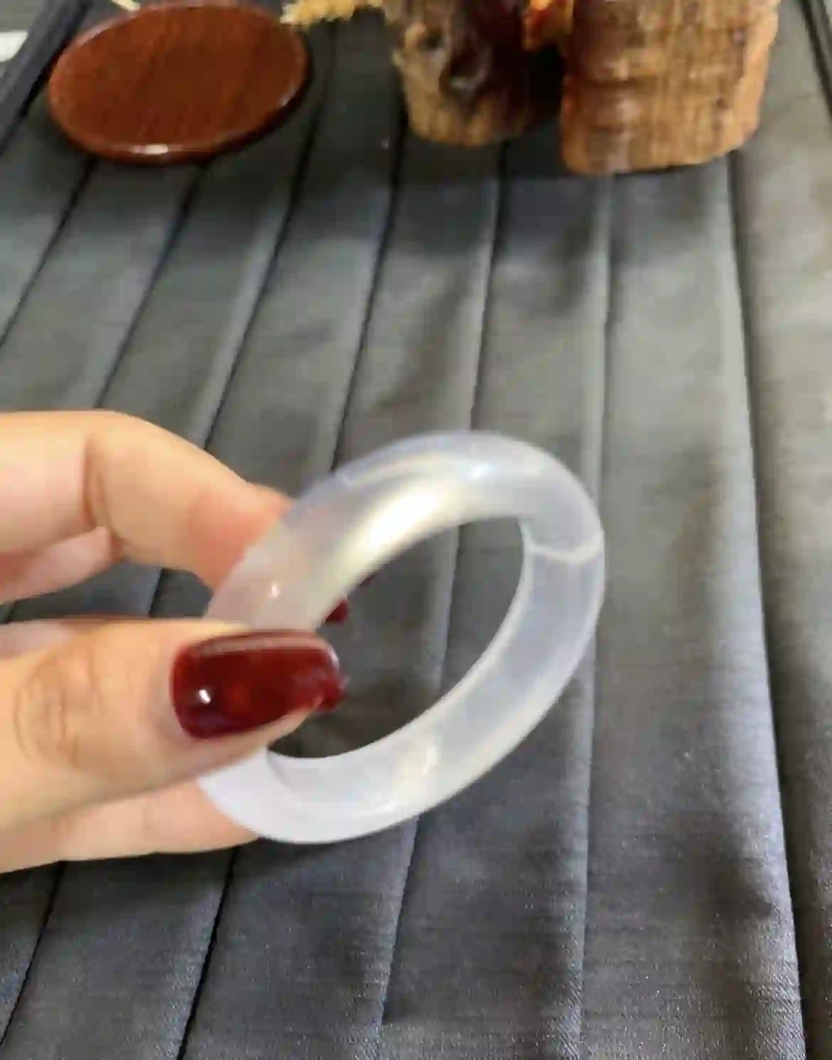   Icy Translucent White Jade Bangle Bracelet | Myanmar Jadeite reference #2910003