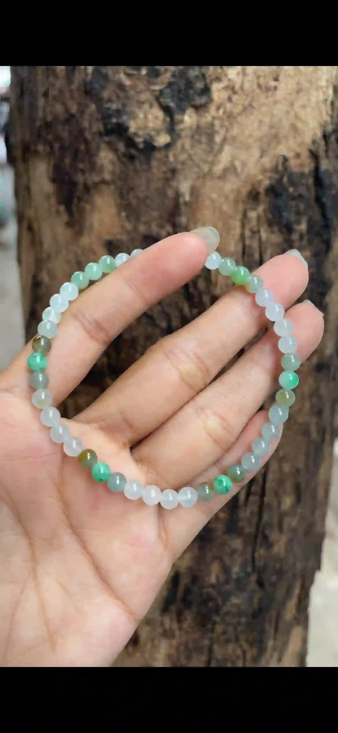   Multi-Color Icy Jadeite Bead Bracelet | Myanmar Jadeite reference #8040001