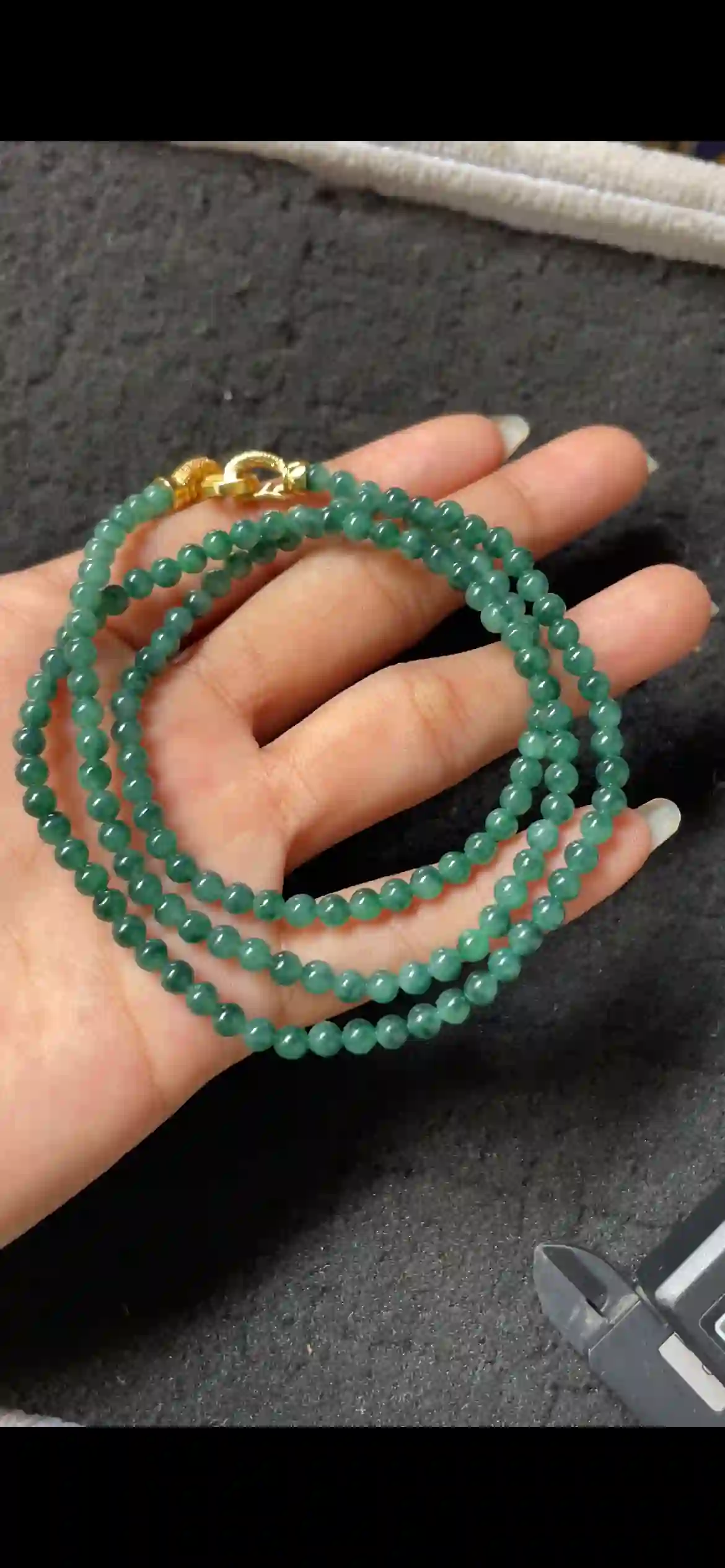 Natural Icy Full Green Jadeite Mini Bead Multi-Wrap Necklace, view 2 | Myanmar Jadeite reference #7440001