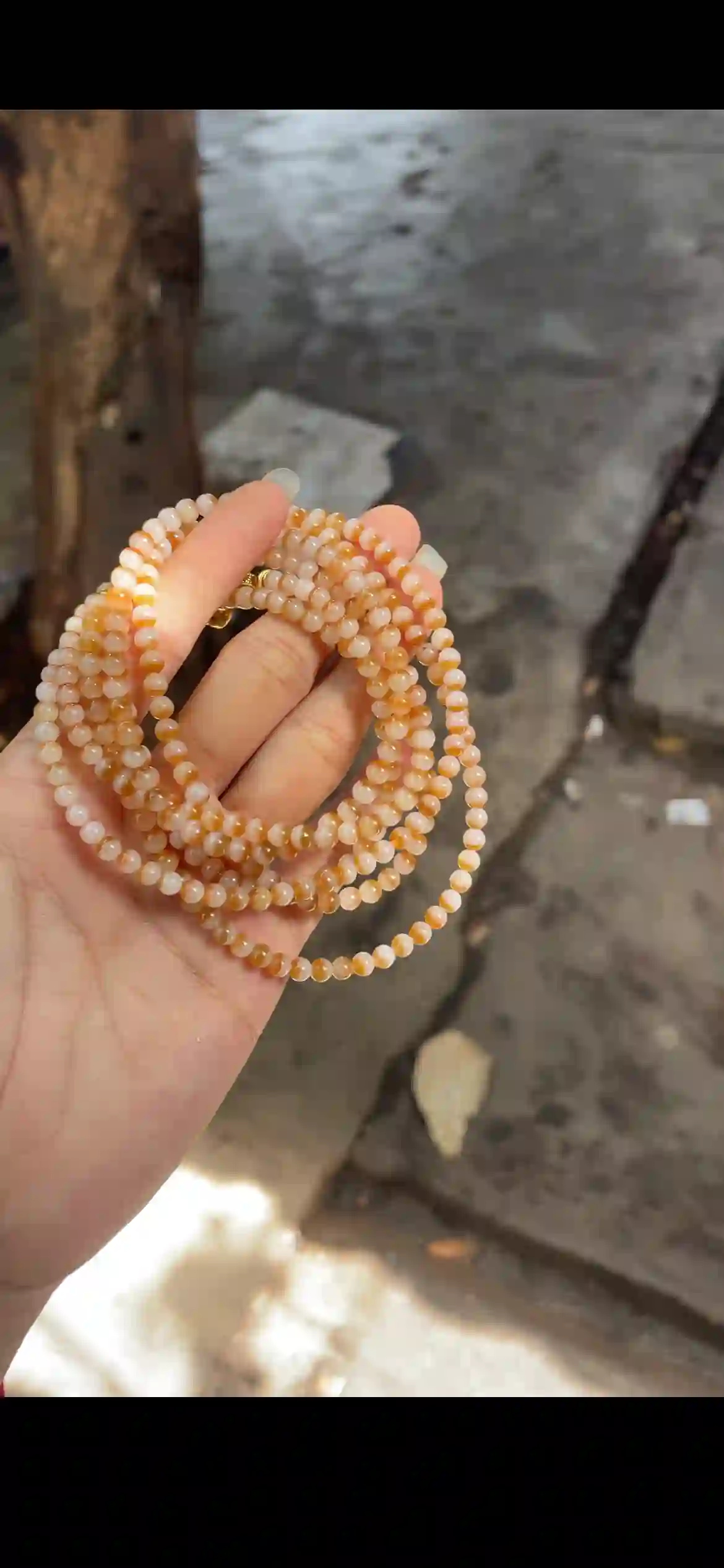 Gradient Warm Honey Orange Jade Bead Multi-Strand Set with Gold Clasps | Myanmar Jadeite reference #19380001