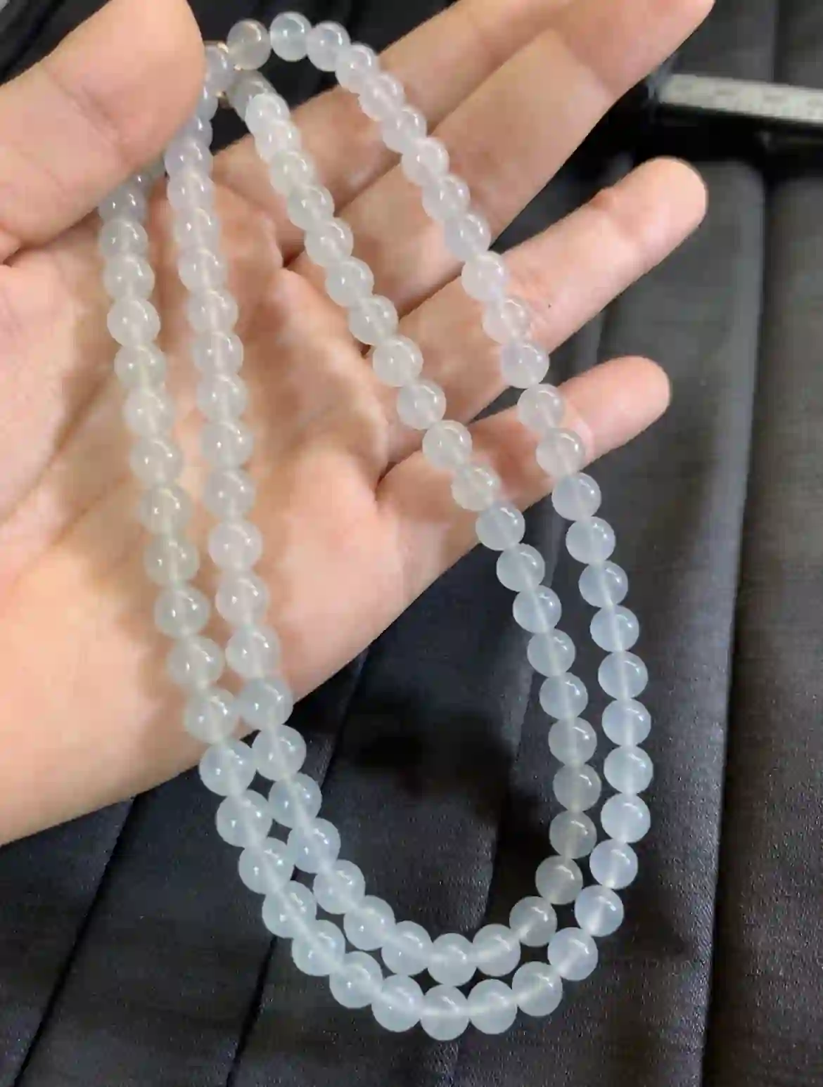 Natural Icy Translucent Jade Bead Necklace | Myanmar Jadeite reference #2670010