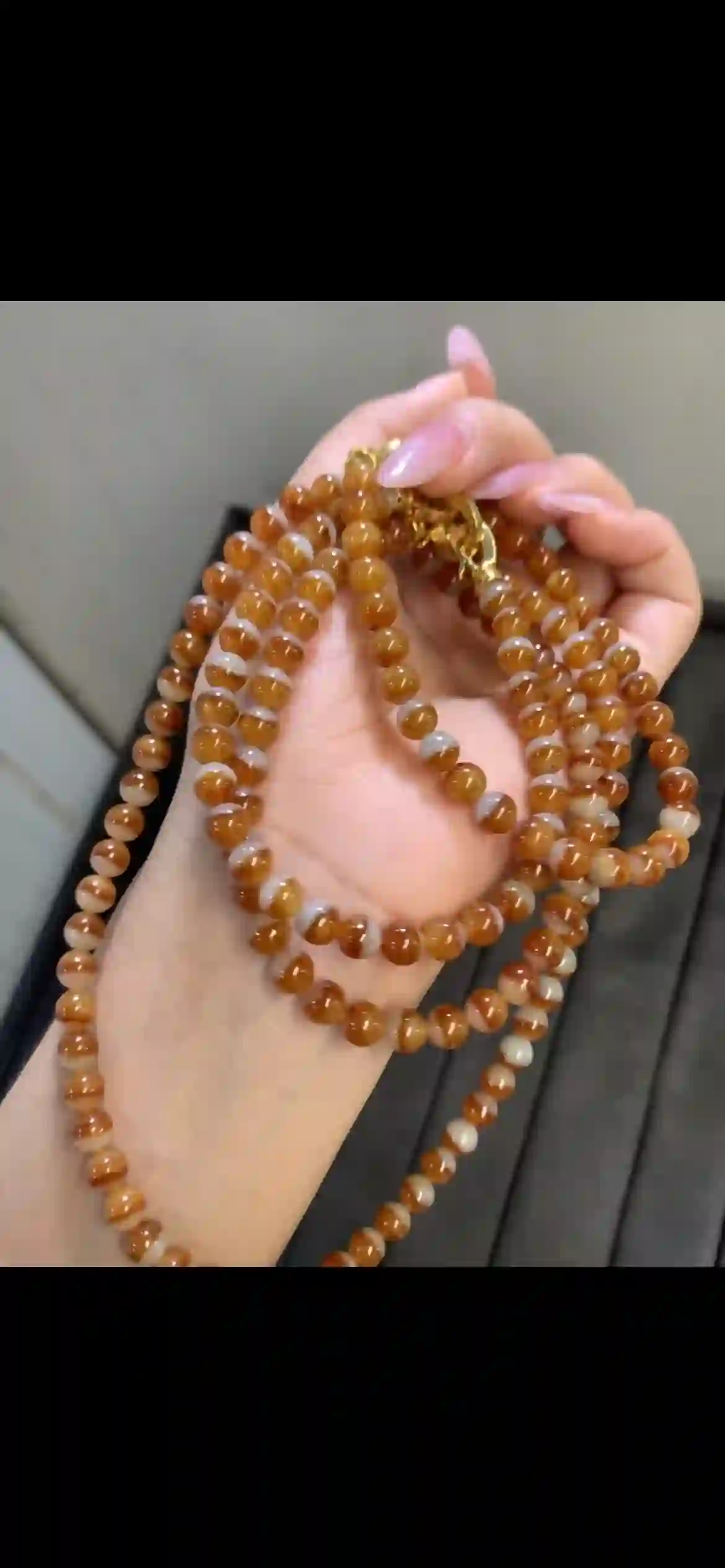Half‑and‑Half Honey‑White Bi‑Color Jadeite Multi‑Loop Strand | Myanmar Jadeite reference #9840001