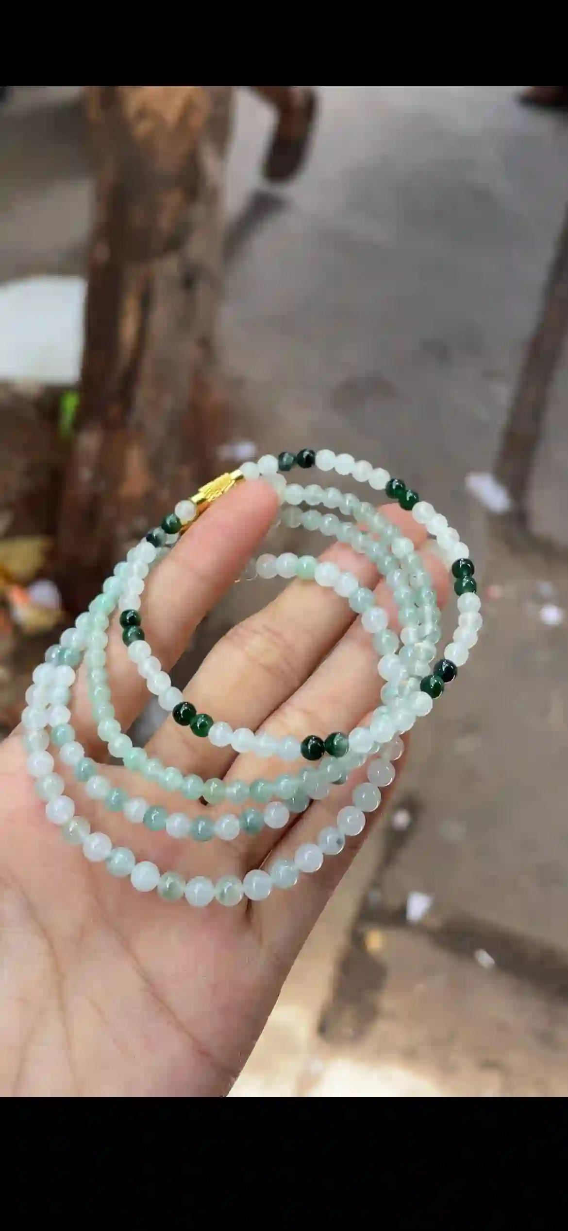 Gradient Floating‑Green Jade Multi‑Loop Bracelet, view 2 | Myanmar Jadeite reference #14670001