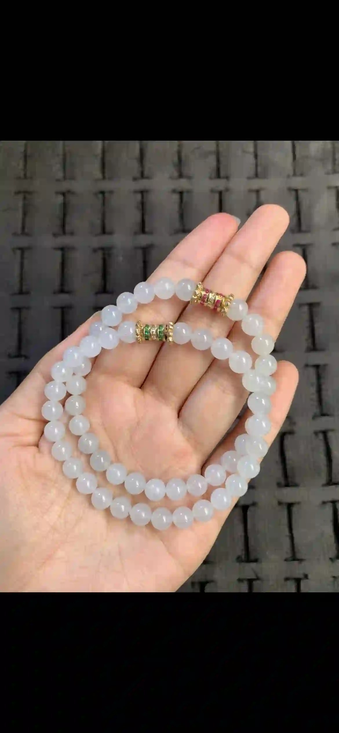 Icy Pure White Jadeite Double‑Wrap Bracelet, view 2 | Myanmar Jadeite reference #14160001