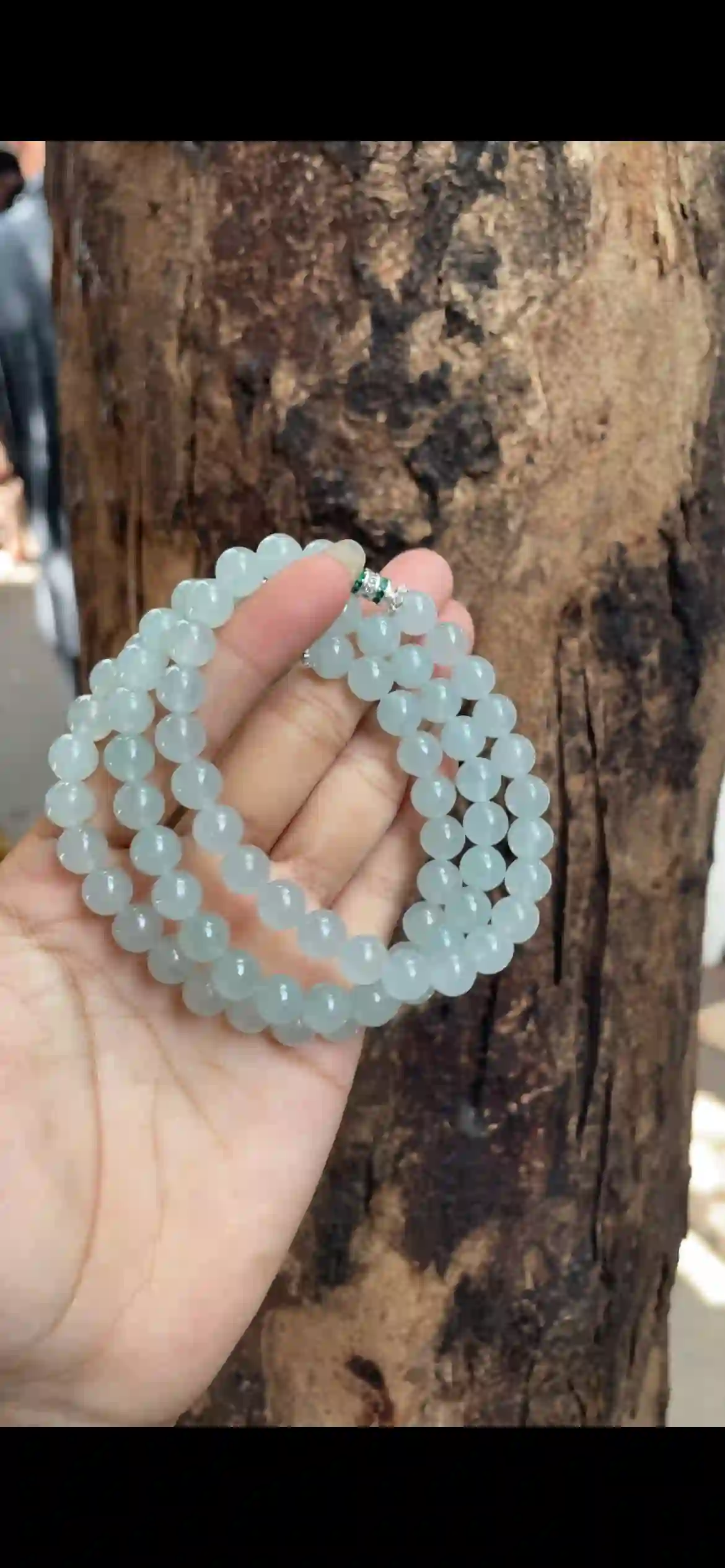 Icy Translucent Pale Green Jadeite Bead Necklace | Myanmar Jadeite reference #7680002