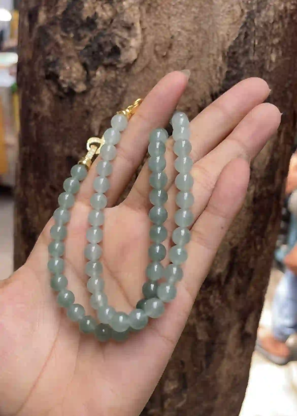  Icy Blue-Green Gradient Jade Double-Layer Bracelet with Gold Clasp | Myanmar Jadeite reference #2910002