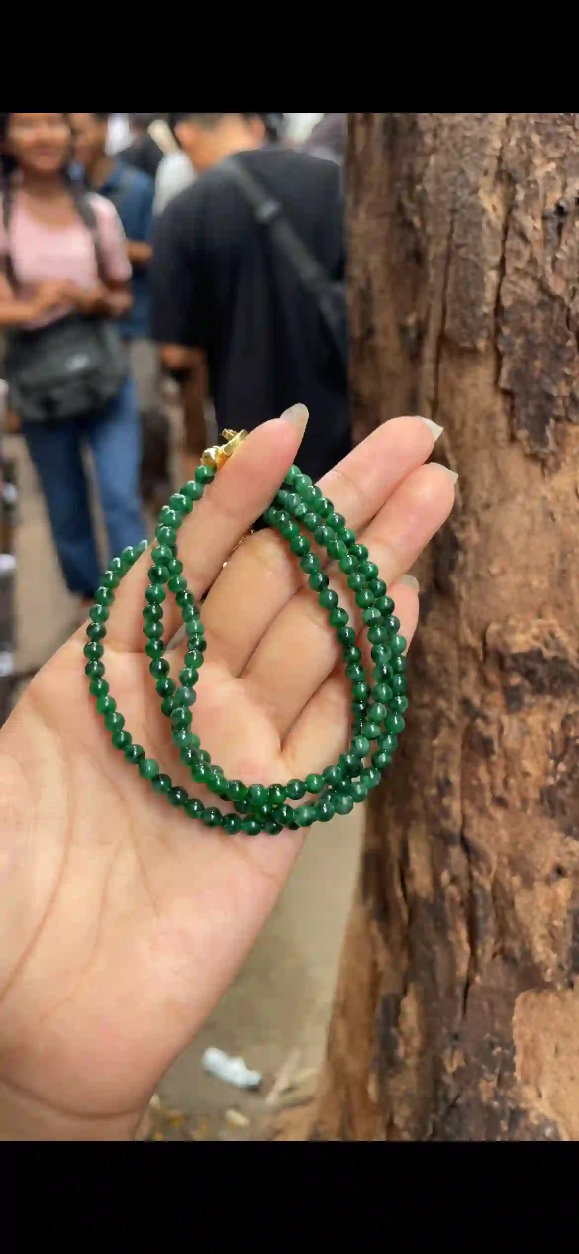 Deep Emerald Green Jadeite Multi‑Wrap Bracelet & Long Strand, view 2 | Myanmar Jadeite reference #8940002