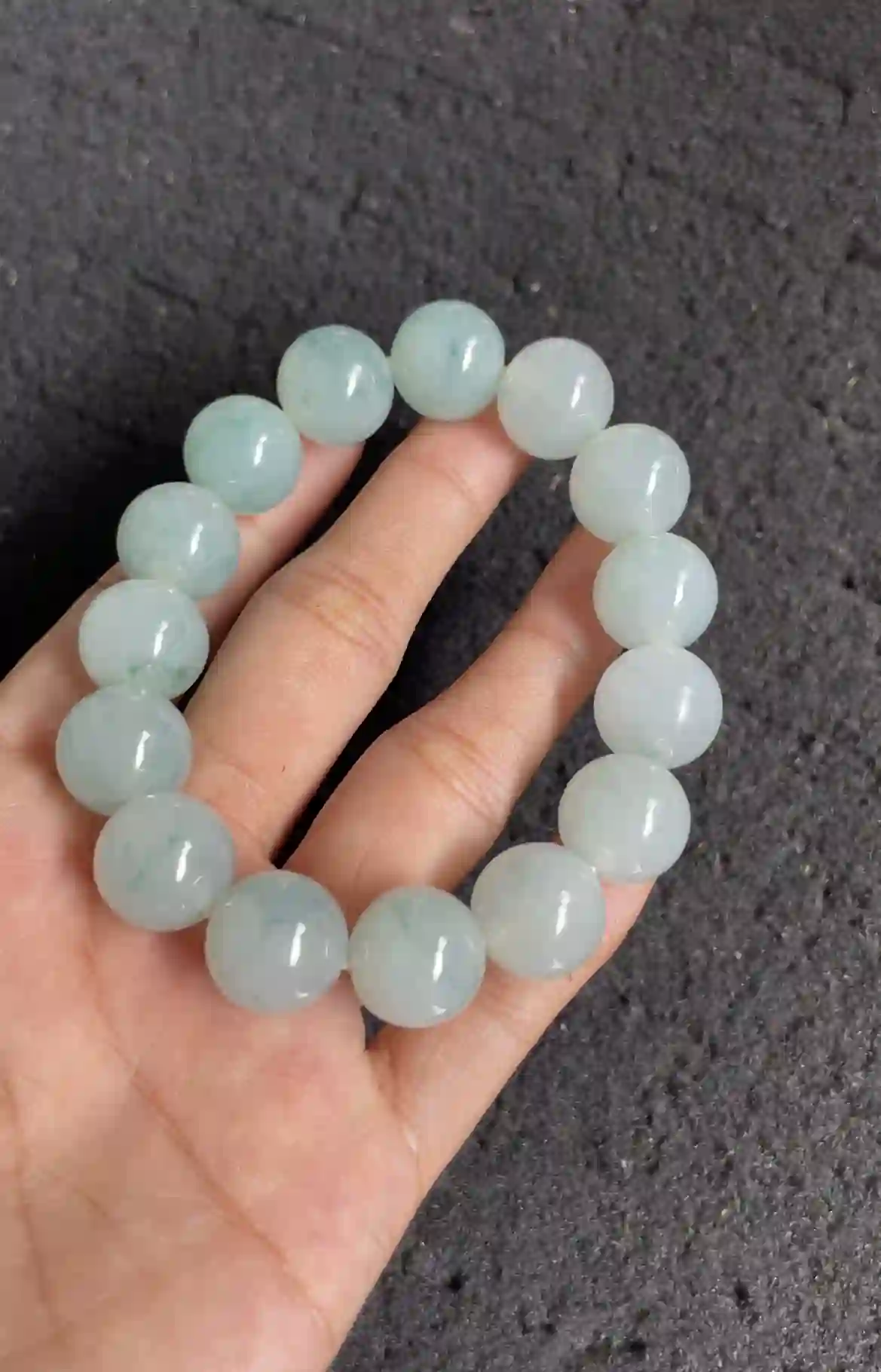 Natural Icy Jade Bead Bracelet with Floating Flowers, view 2 | Myanmar Jadeite reference #2640007