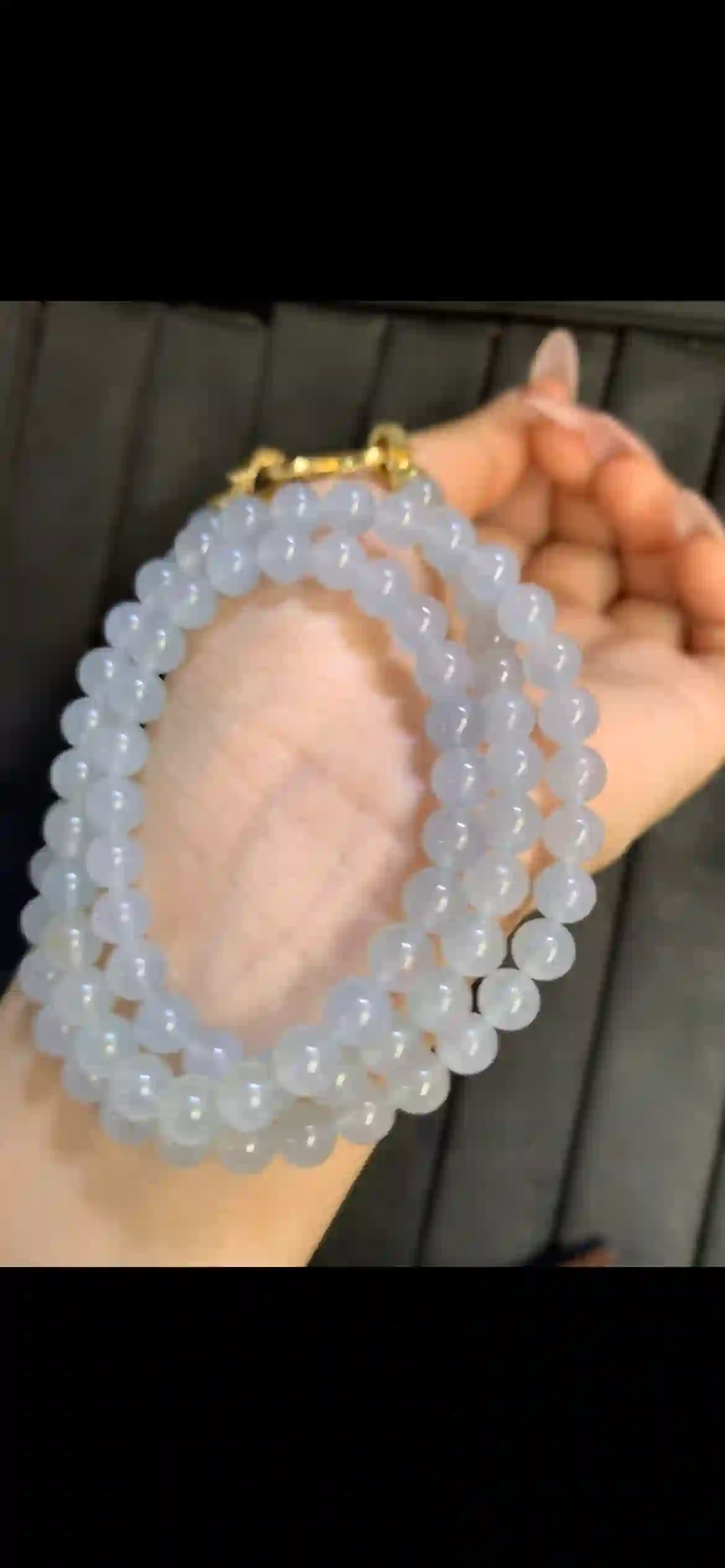 Icy Transparent White Jadeite Double-Layer Bracelet | Myanmar Jadeite reference #8310004