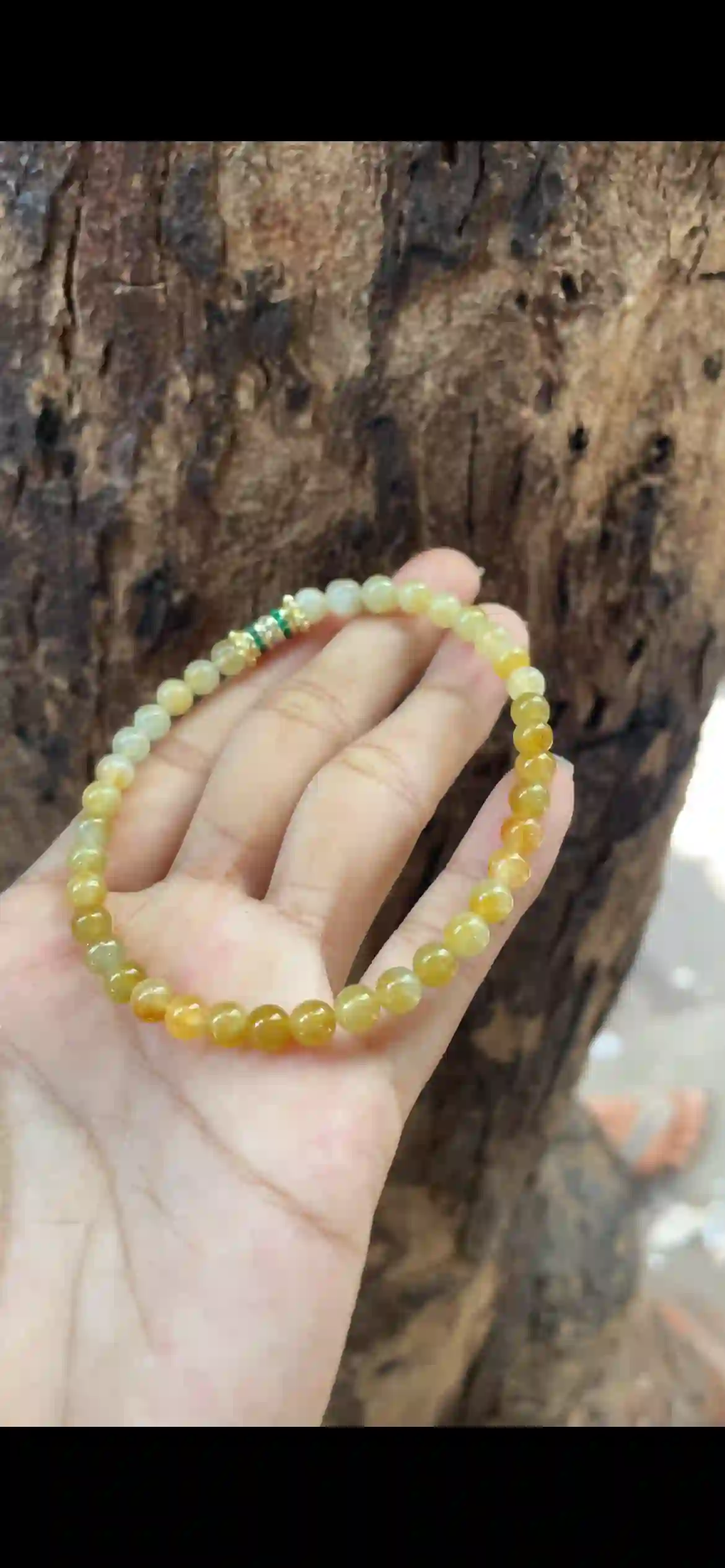 Icy Gradient Honey‑Yellow Jadeite Dainty Bead Bracelet | Myanmar Jadeite reference #10200001