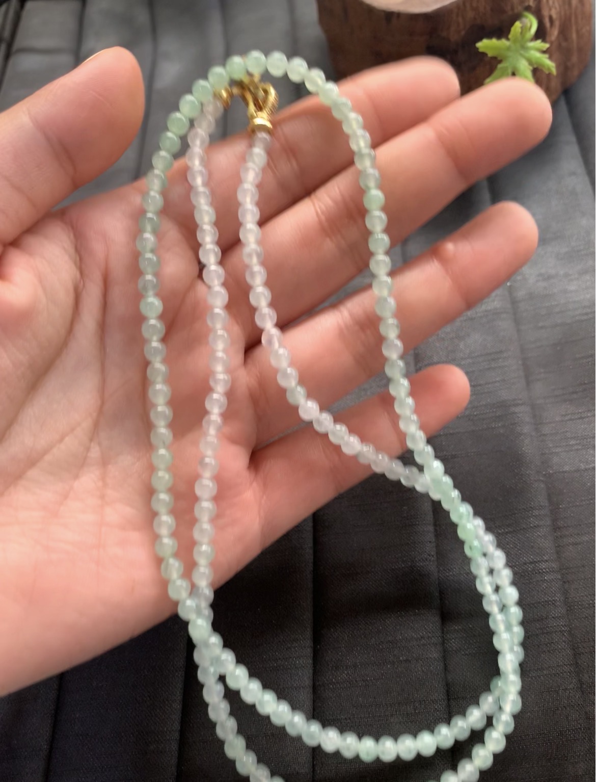  Natural Icy Green Jadeite Beaded Necklace - Burmese Jadeite from Myanmar