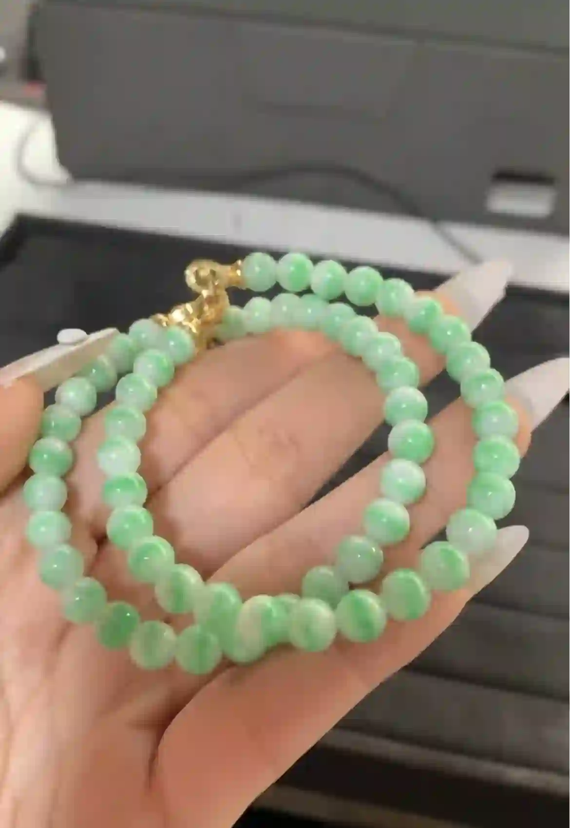   Natural Vivid Green Jade Diamond Halo Ring, view 2 | Myanmar Jadeite reference #1710005
