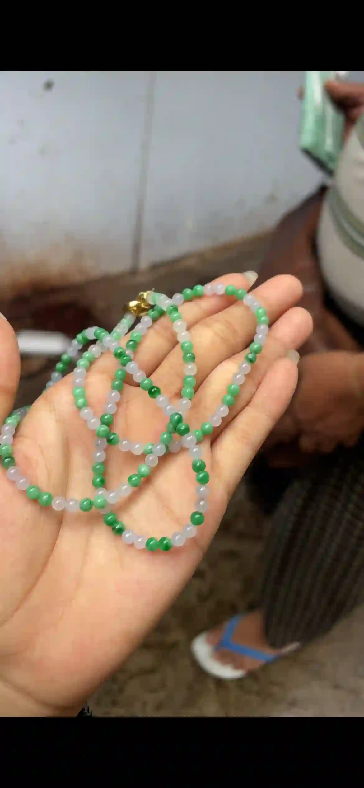  Two-Tone Icy White & Apple Green Jadeite Multi-Wrap Bracelet | Myanmar Jadeite reference #8610003
