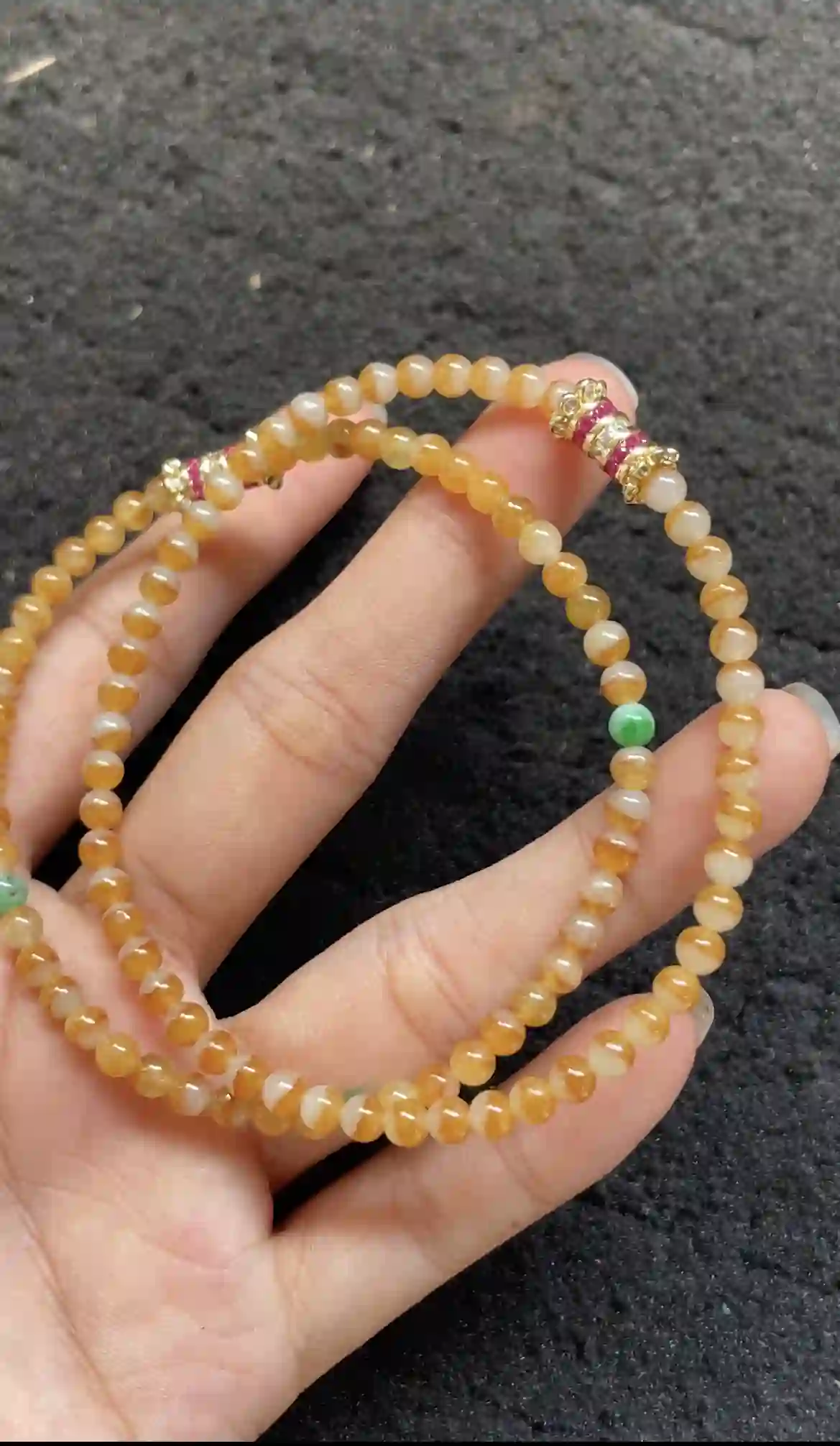 Natural Yellow Jade Beaded Bracelet | Myanmar Jadeite reference #2670008