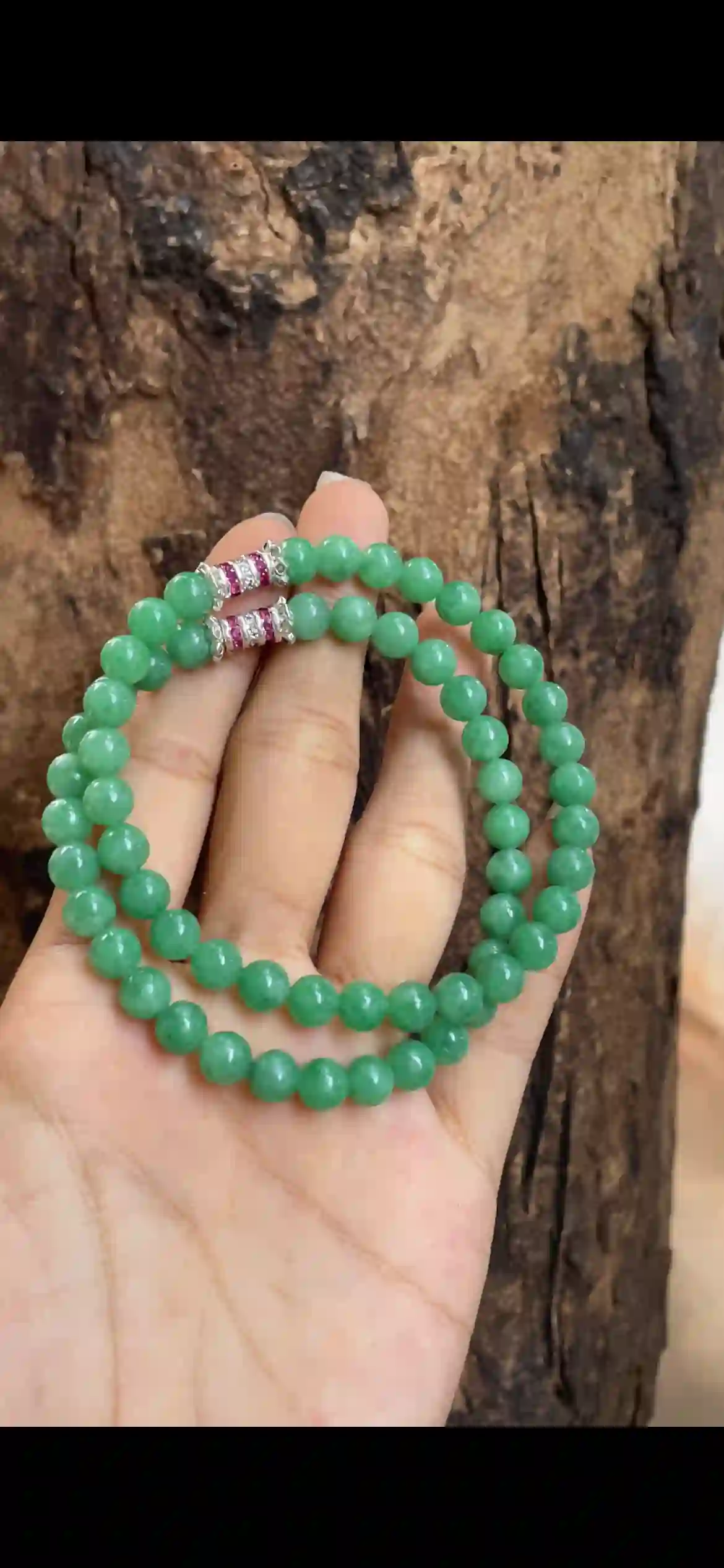 Uniform Bright Green Jadeite Double‑Wrap Bead Bracelet | Myanmar Jadeite reference #10140001
