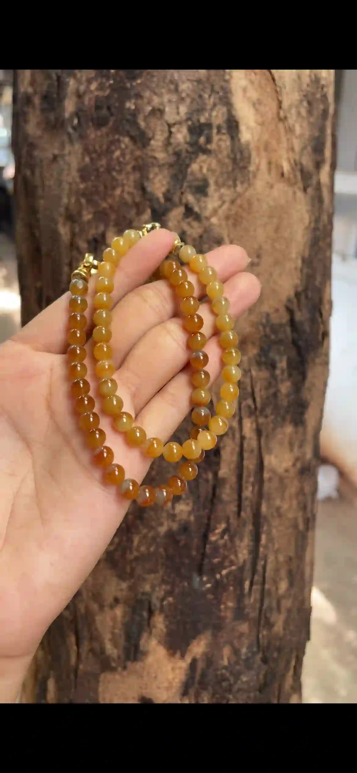 Gradient Honey‑Orange Icy Jadeite Multi‑Wrap Strand | Myanmar Jadeite reference #9330001