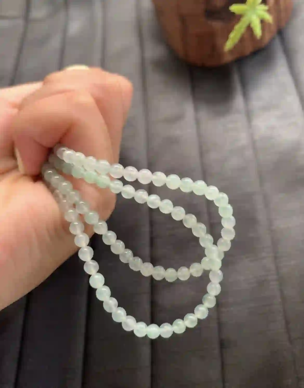   Natural Icy Green Jadeite Beaded Necklace, view 2 | Myanmar Jadeite reference #2430009