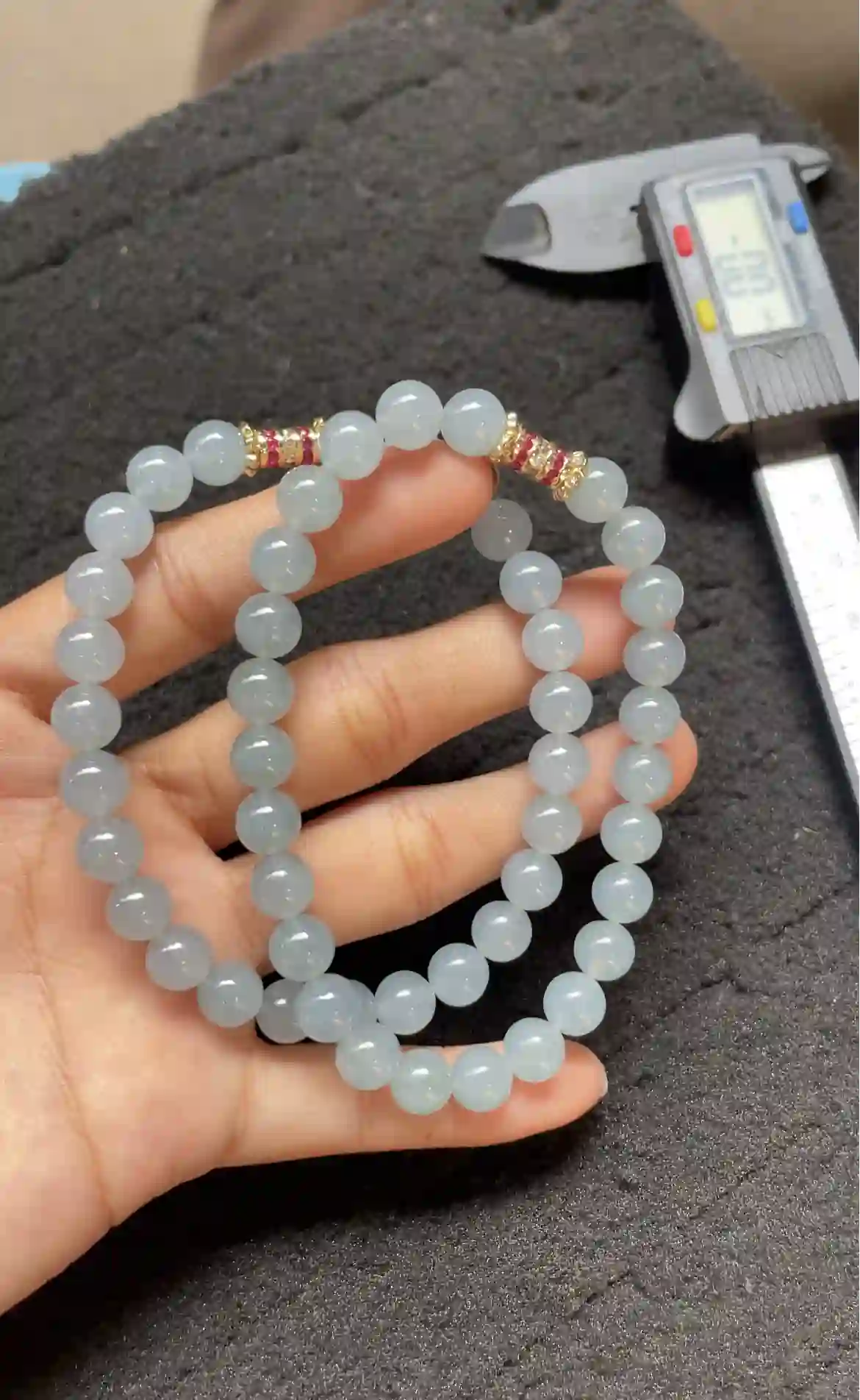 Natural Icy Blue Jade Beaded Necklace, view 2 | Myanmar Jadeite reference #2310012