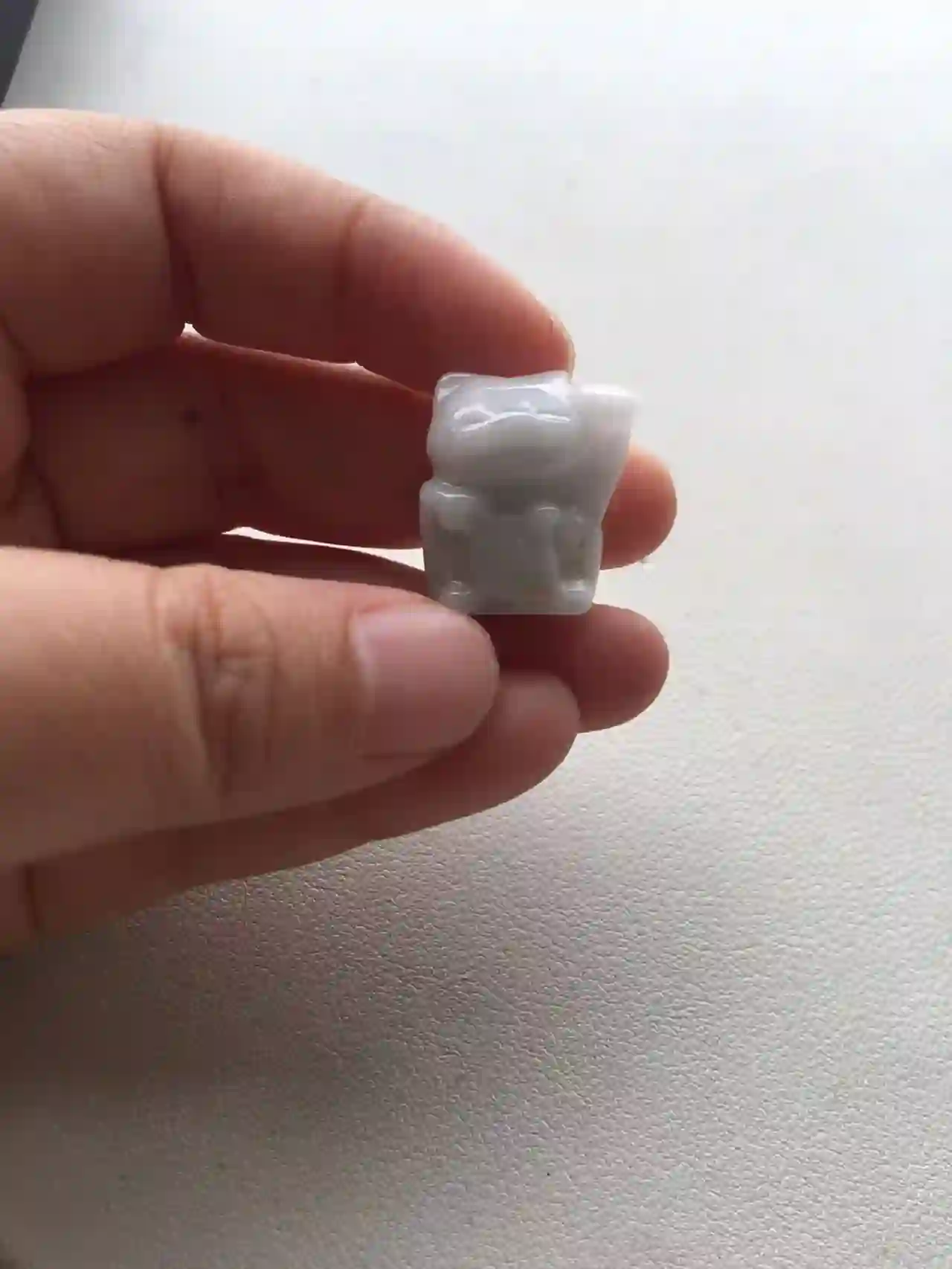   Natural Icy White Jade Cat Pendant | Myanmar Jadeite reference #2040015