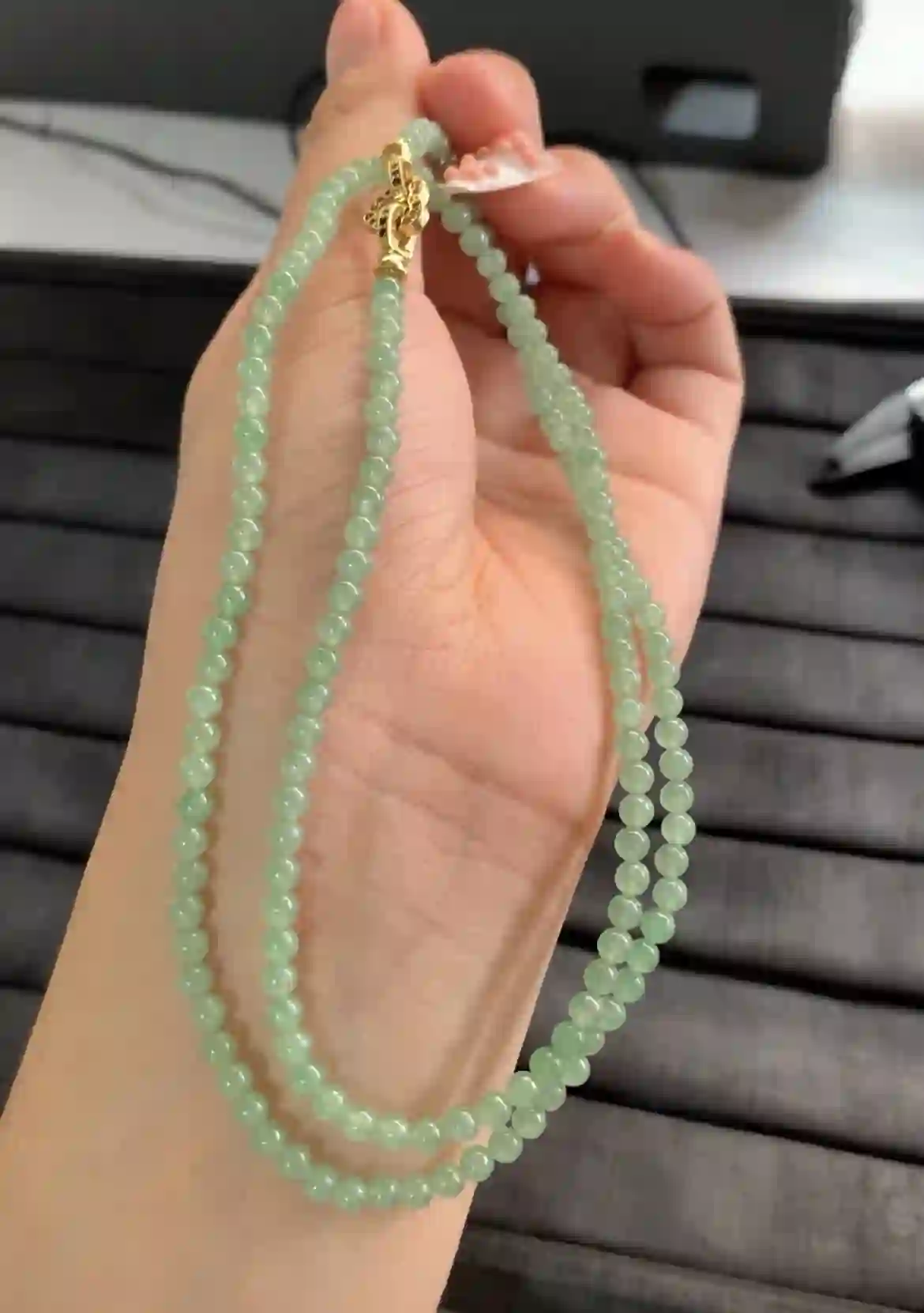   Icy Green Jade Bead Necklace, view 2 | Myanmar Jadeite reference #2130007