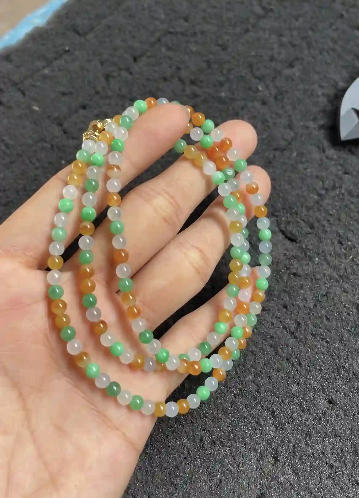 Natural Multicolor Jade Bead Necklace, view 2 | Myanmar Jadeite reference #2490008