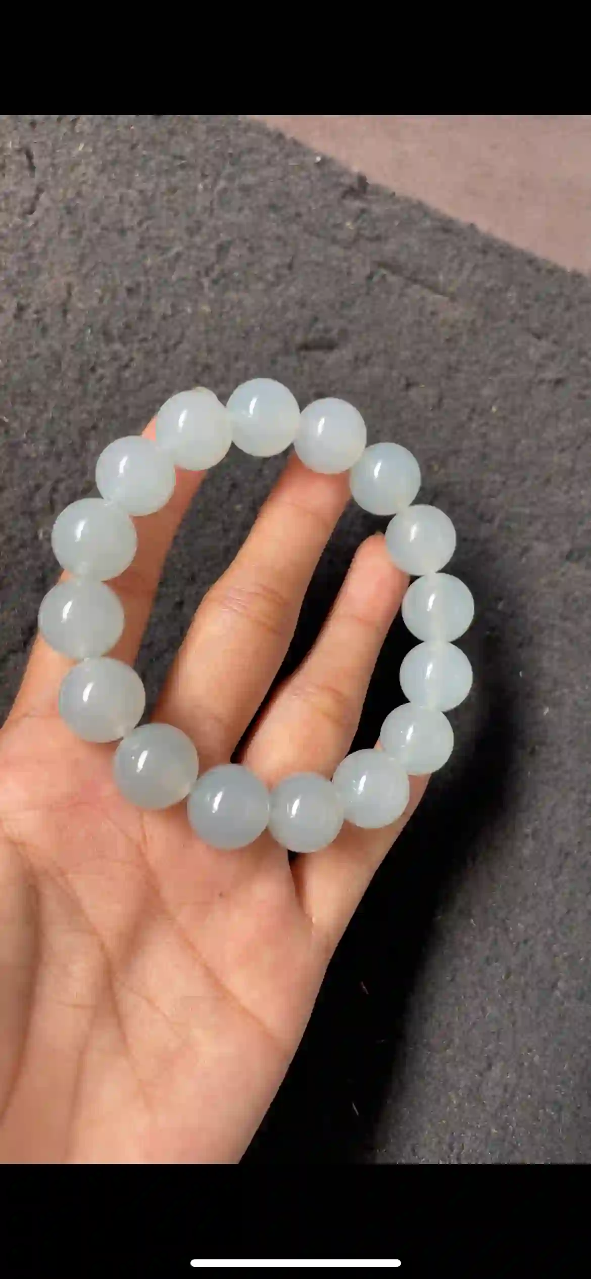   Icy Pale Blue-Green Translucent Jadeite Beaded Bracelet, view 2 | Myanmar Jadeite reference #4650002
