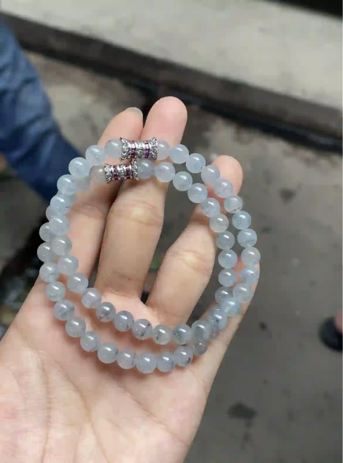 Icy Black Flower Jade Bracelet | Myanmar Jadeite reference #2700006