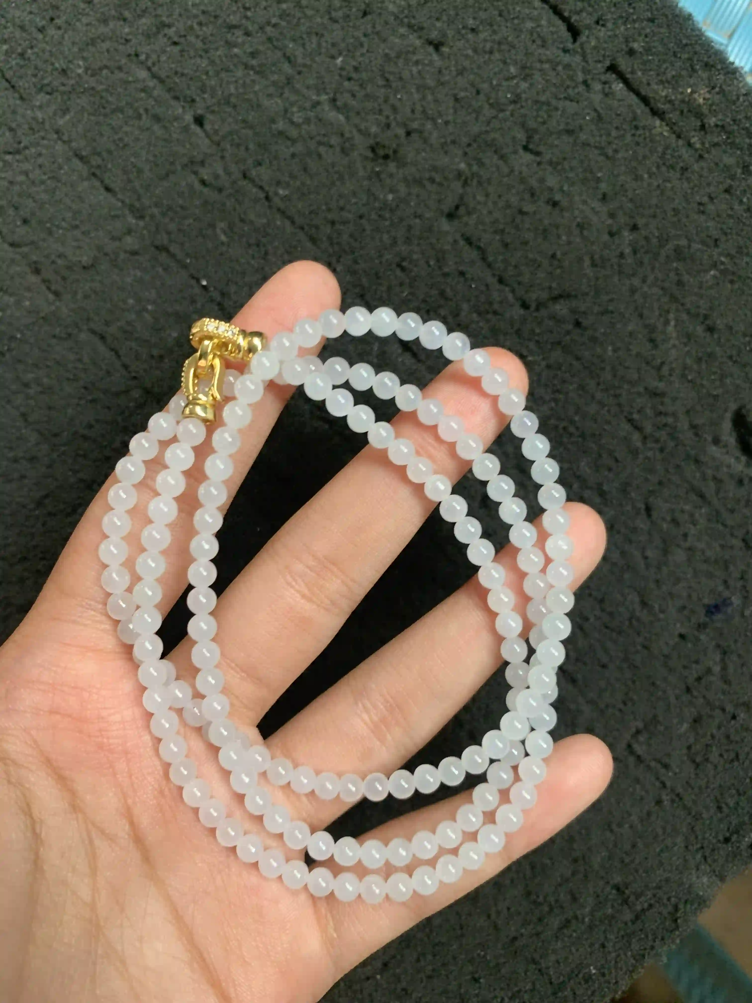  Natural Pure White Jade Bead Necklace | Myanmar Jadeite reference #1800003