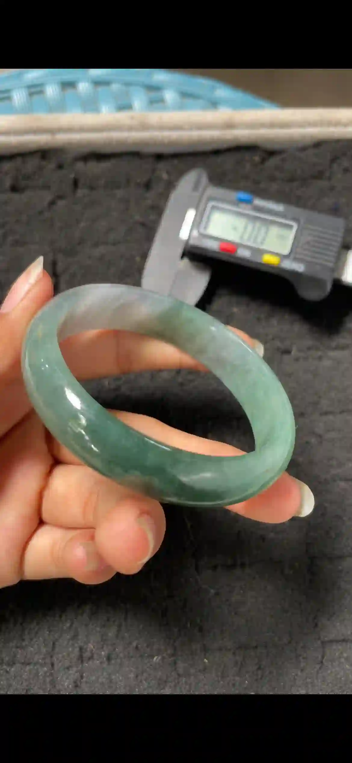 Icy Floating Green Jade Bangle, Translucent Jadeite Bracelet | Myanmar Jadeite reference #4950001