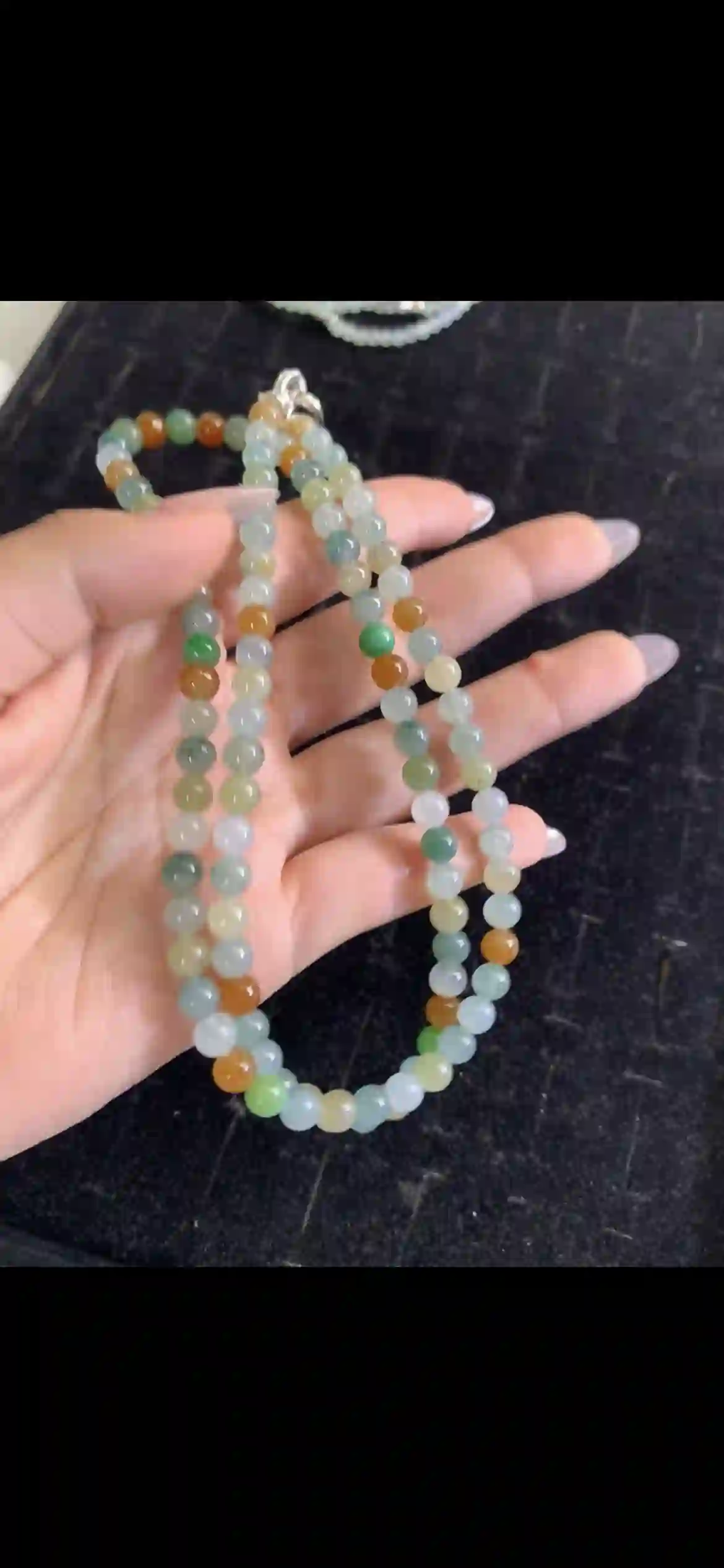 Multicolored Natural Jade Bead Necklace / Double-Strand Bracelet, view 2 | Myanmar Jadeite reference #25050001