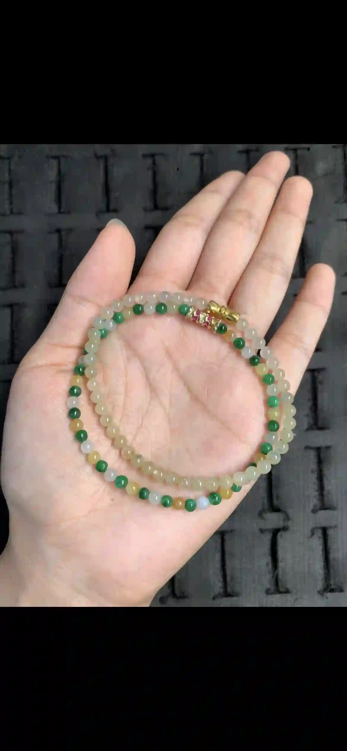 Icy Tri‑Color Jadeite Double‑Wrap Dainty Bracelet | Myanmar Jadeite reference #13200001