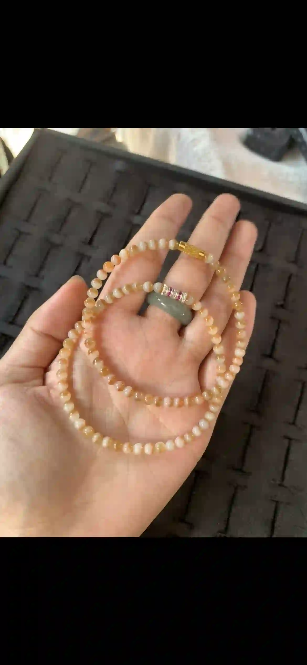 Warm Honey & Cream Gradient Jade Beaded Double Wrap Bracelet, view 2 | Myanmar Jadeite reference #28380001