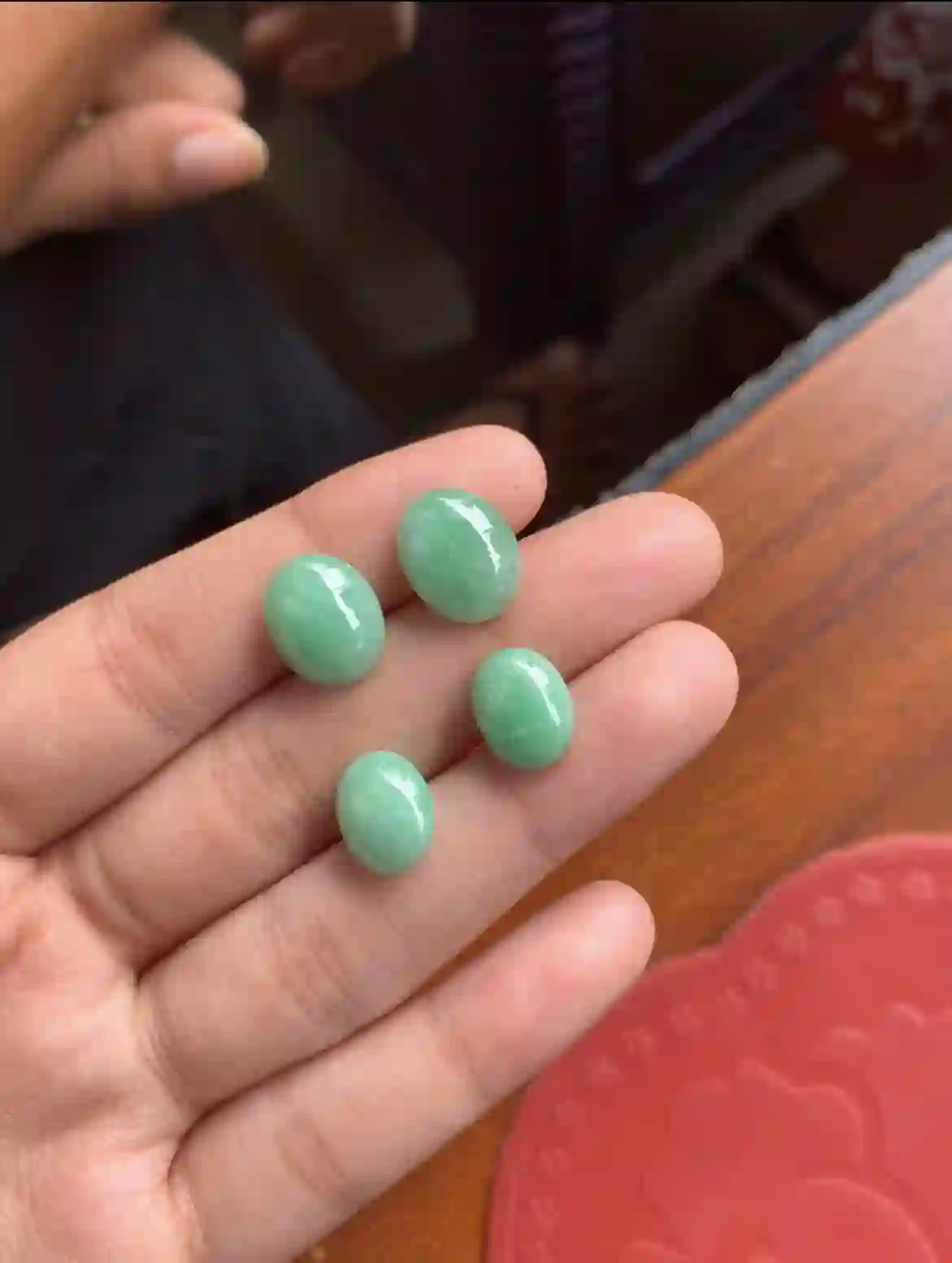 Vibrant Apple Green Oval Jade Cabochon Set — Four Pieces, view 2 | Myanmar Jadeite reference #19770001