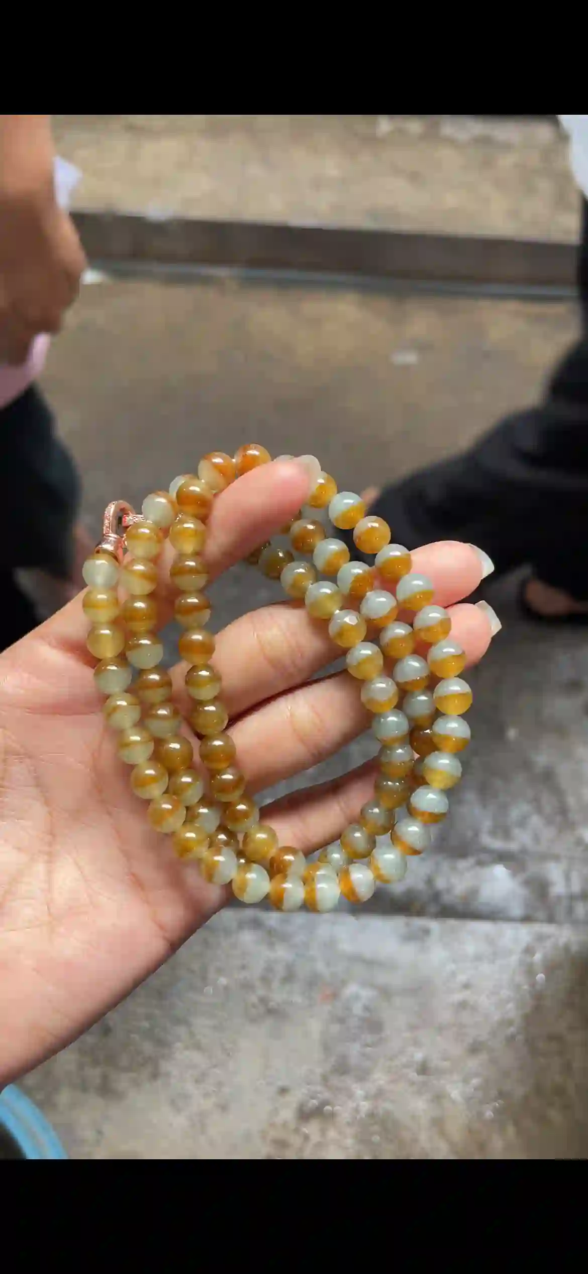Two-Tone Green & Golden Yellow Jade Bead Multi-Layer Necklace, view 2 | Myanmar Jadeite reference #6270002