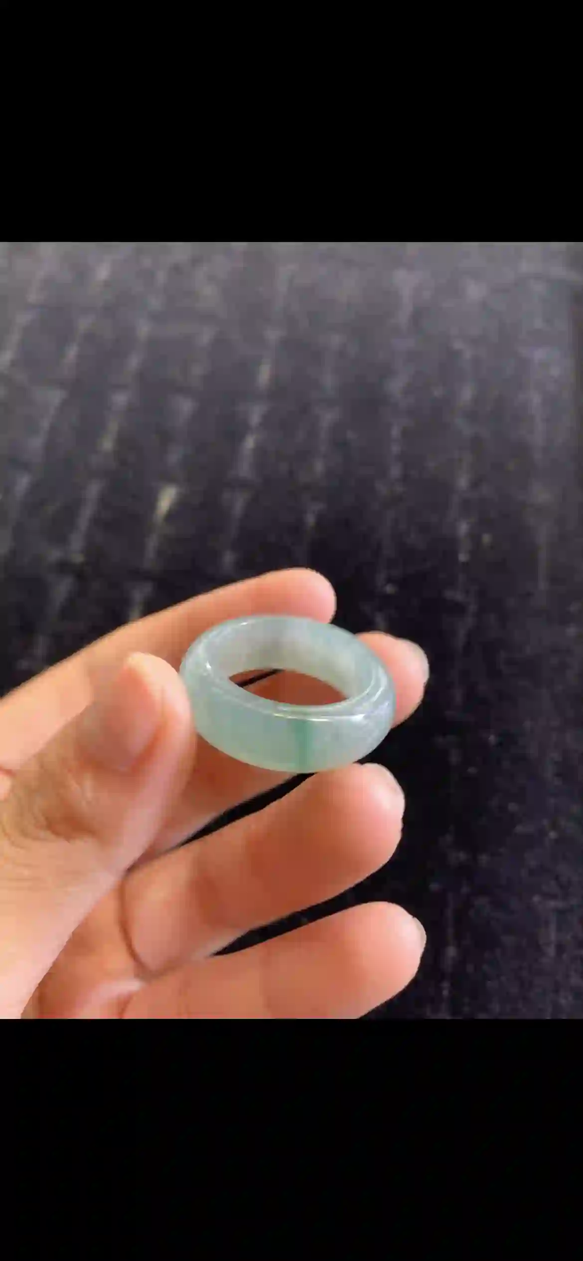 Icy Floating Green Jade Wide Band Ring, view 2 | Myanmar Jadeite reference #17700001