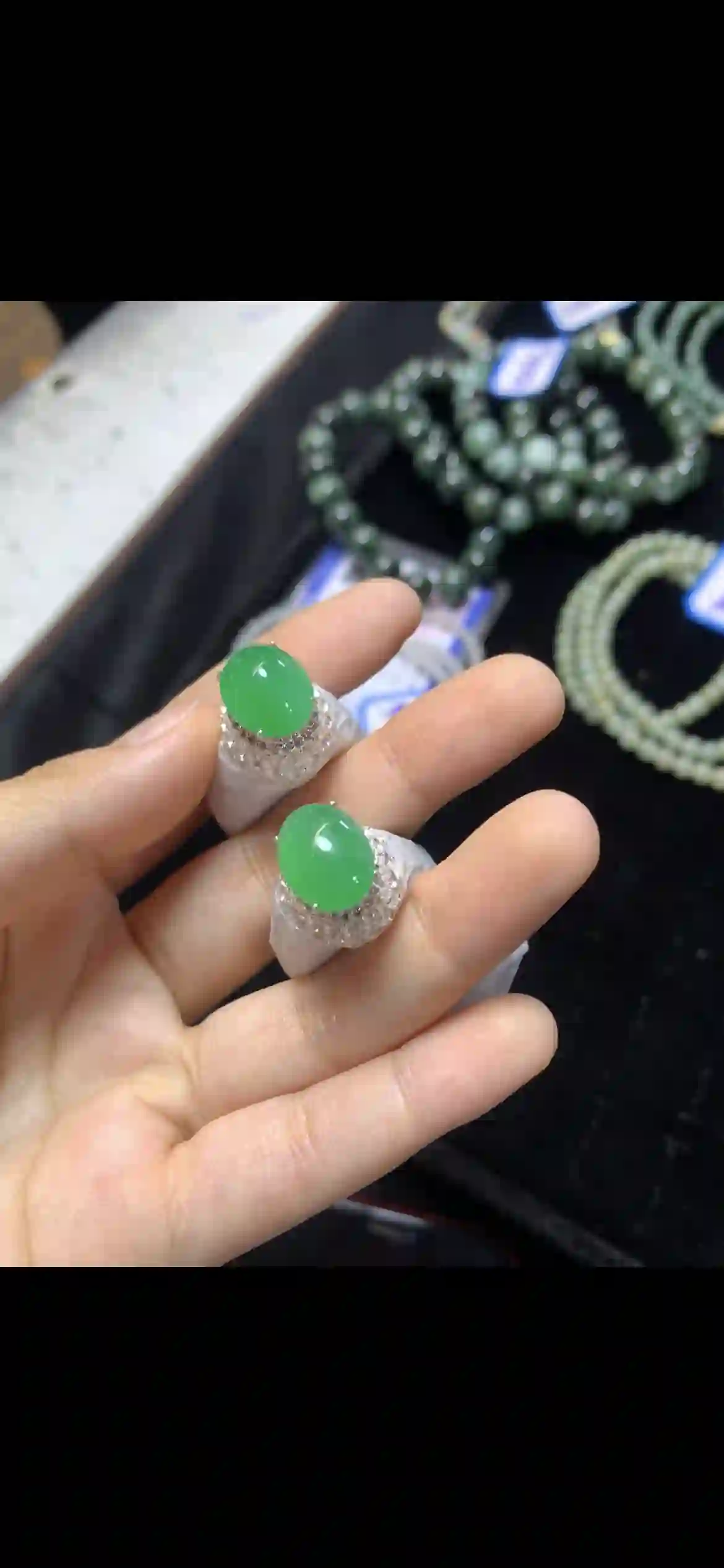 Vivid Imperial Green Jadeite Cocktail Rings | Myanmar Jadeite reference #15060001