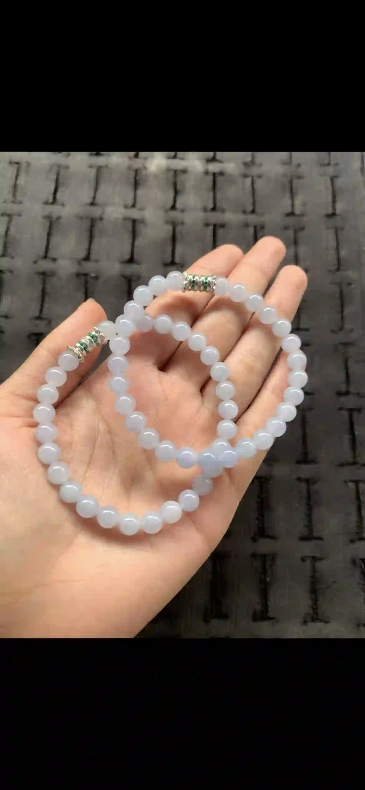 Soft Lavender Jade Beaded Bracelet with Green-Accented Spacers, view 2 | Myanmar Jadeite reference #22830001