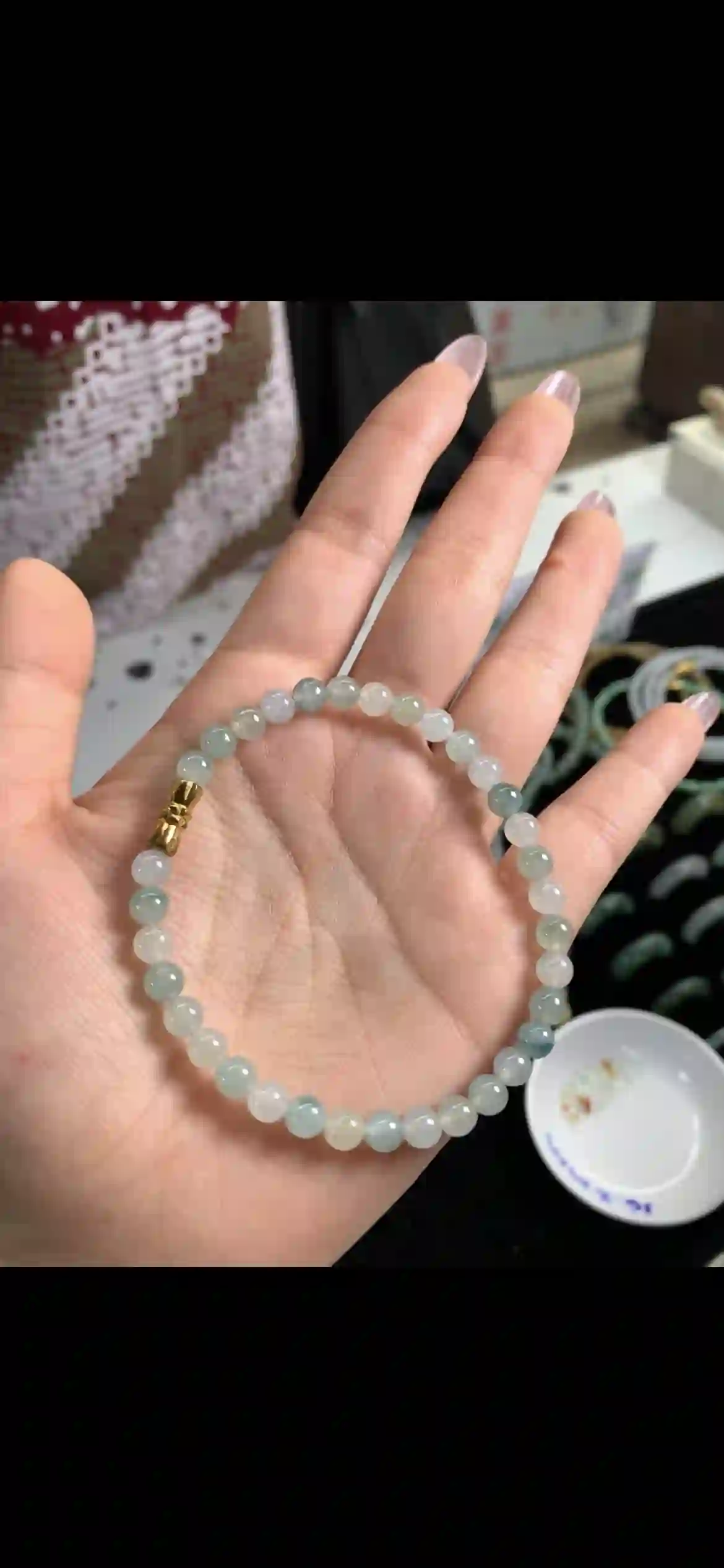 Icy Floating Flower Jadeite Single‑Wrap Bracelet | Myanmar Jadeite reference #12870002