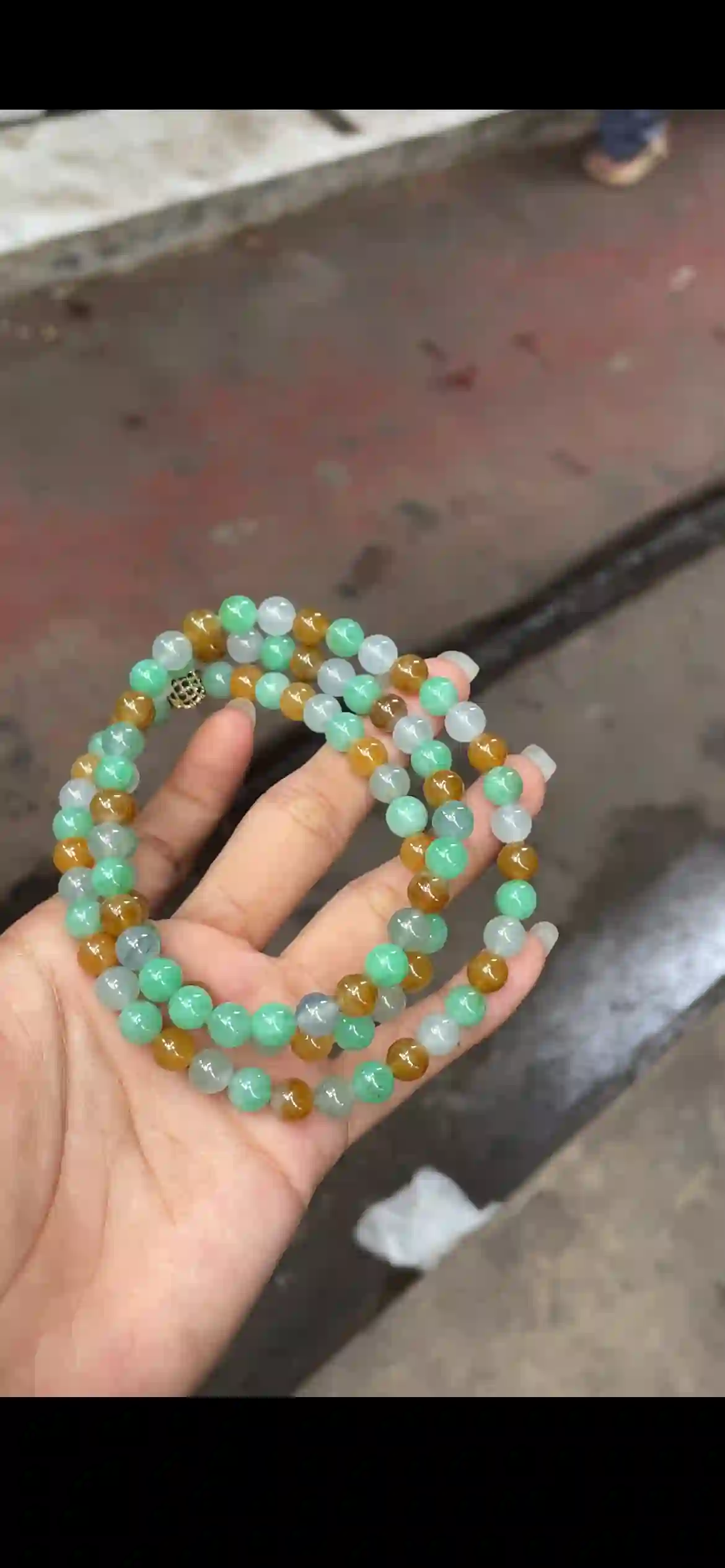 Tri-Color Jadeite Bead Multi-Strand Jewelry | Myanmar Jadeite reference #16800001