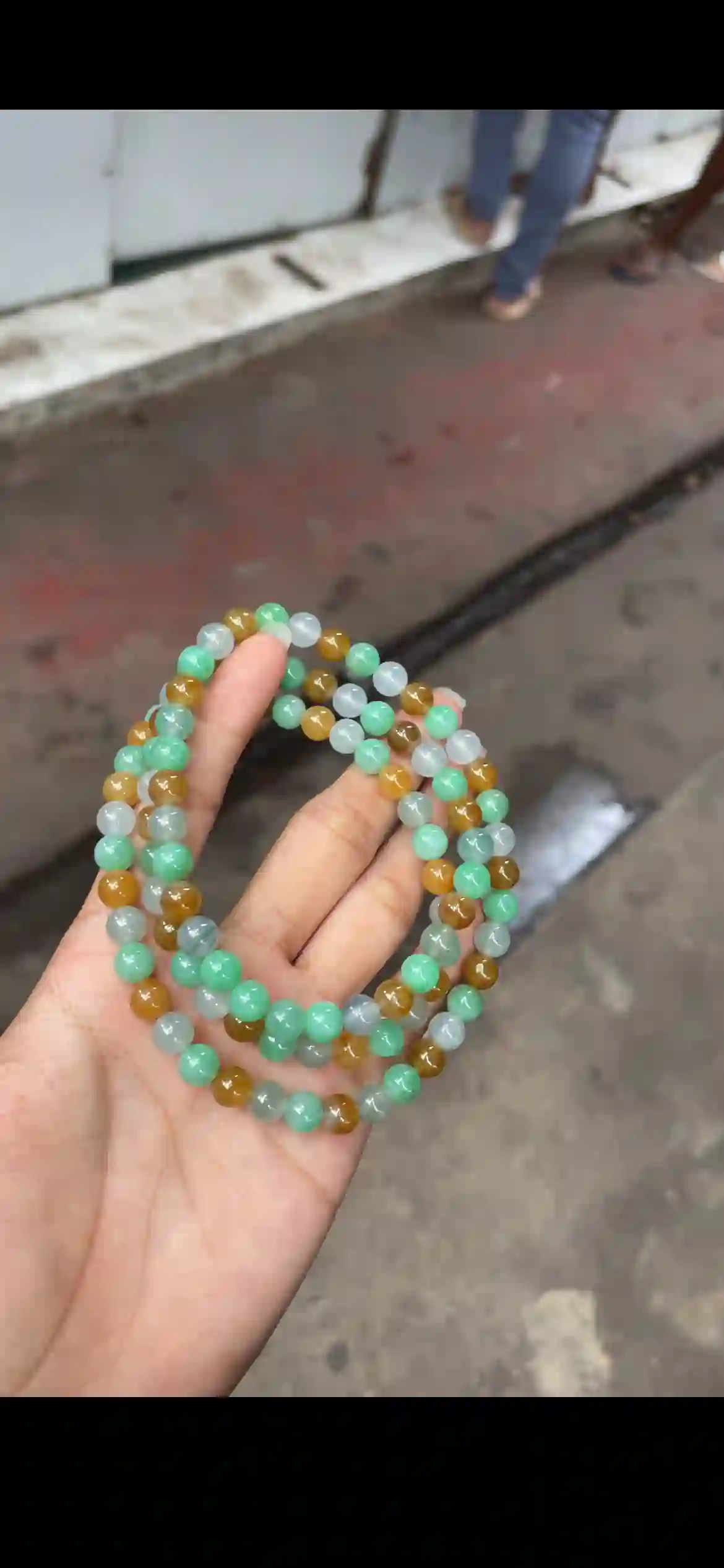 Tri-Color Jadeite Bead Multi-Strand Jewelry, view 2 | Myanmar Jadeite reference #16800001