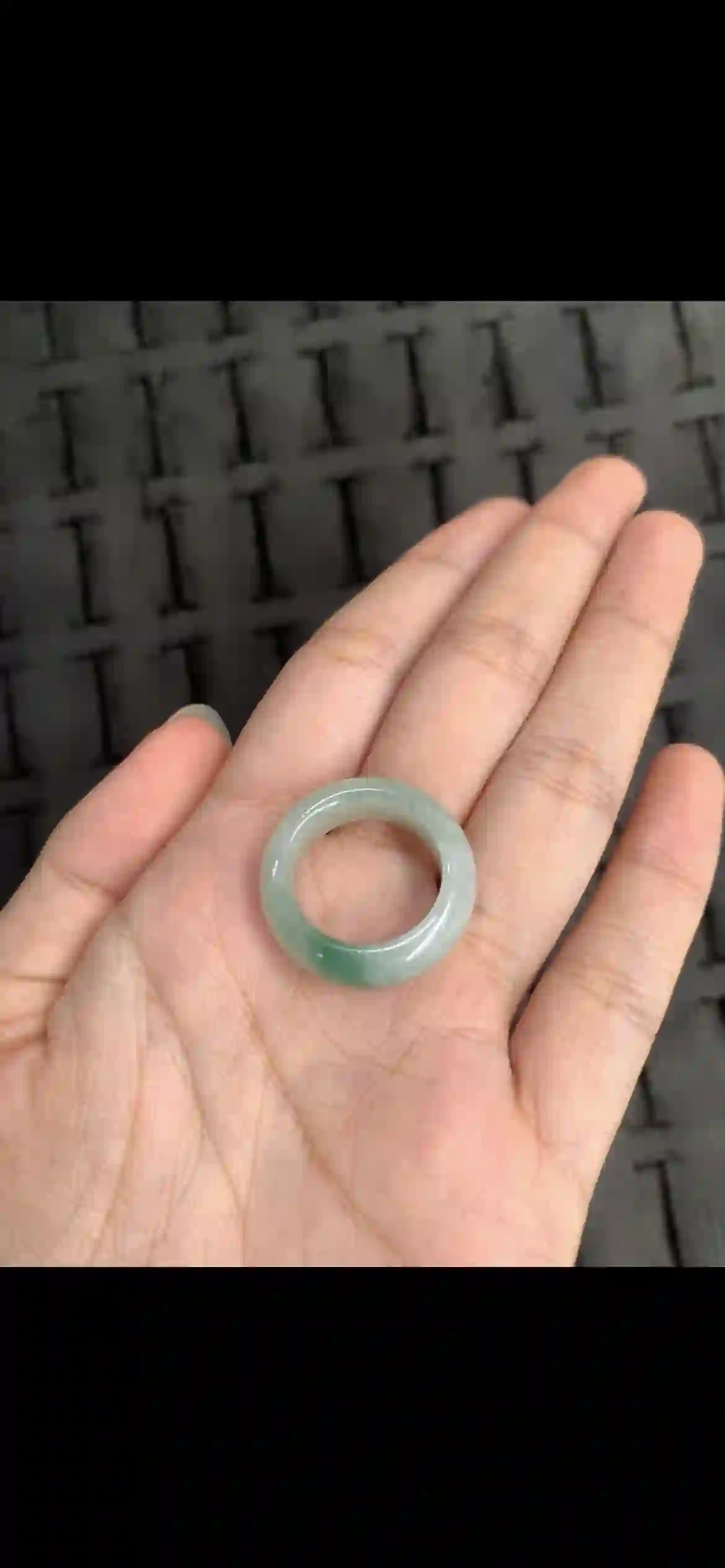 Icy Floating Green Jadeite Band Ring, view 2 | Myanmar Jadeite reference #12870001