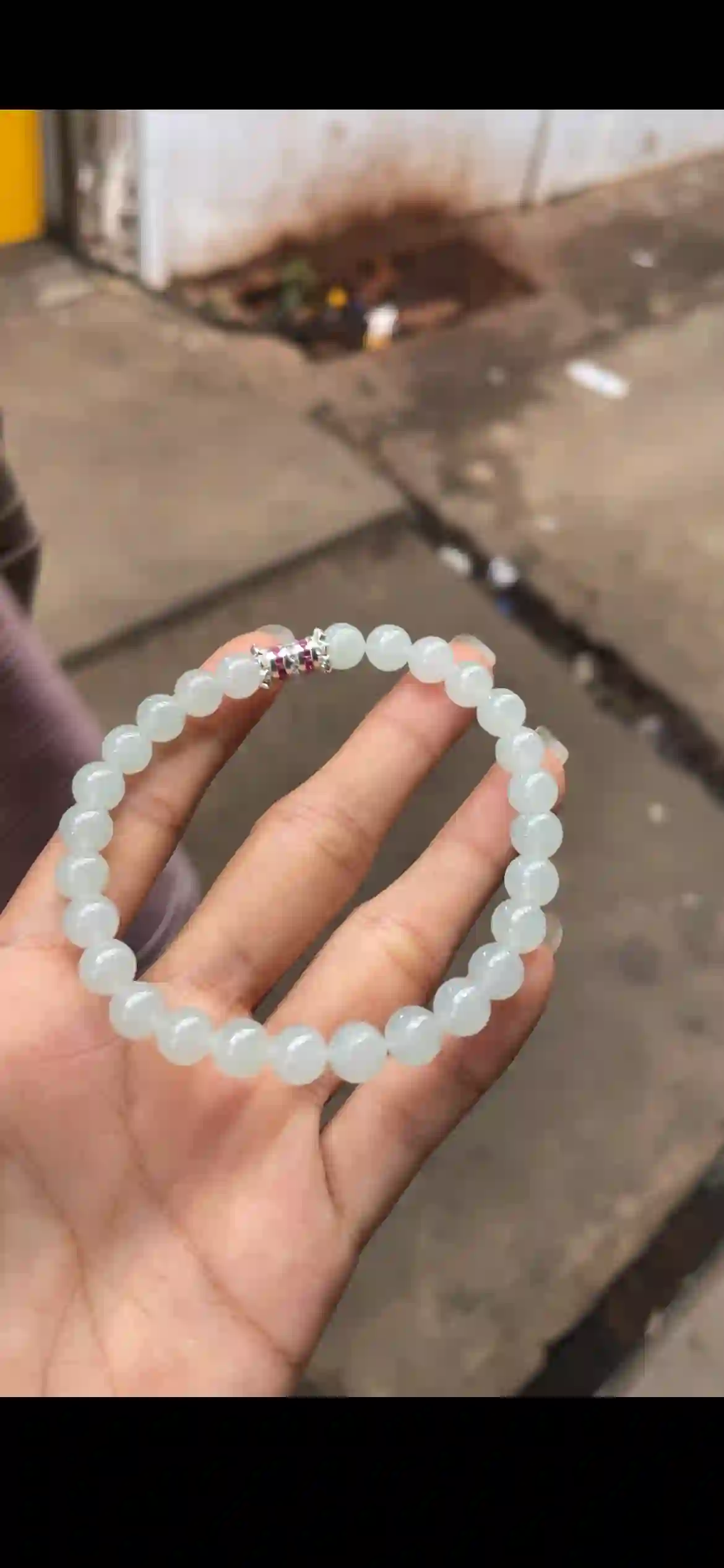 High-Clarity Icy Pale Jadeite Bead Bracelet, view 2 | Myanmar Jadeite reference #16260001