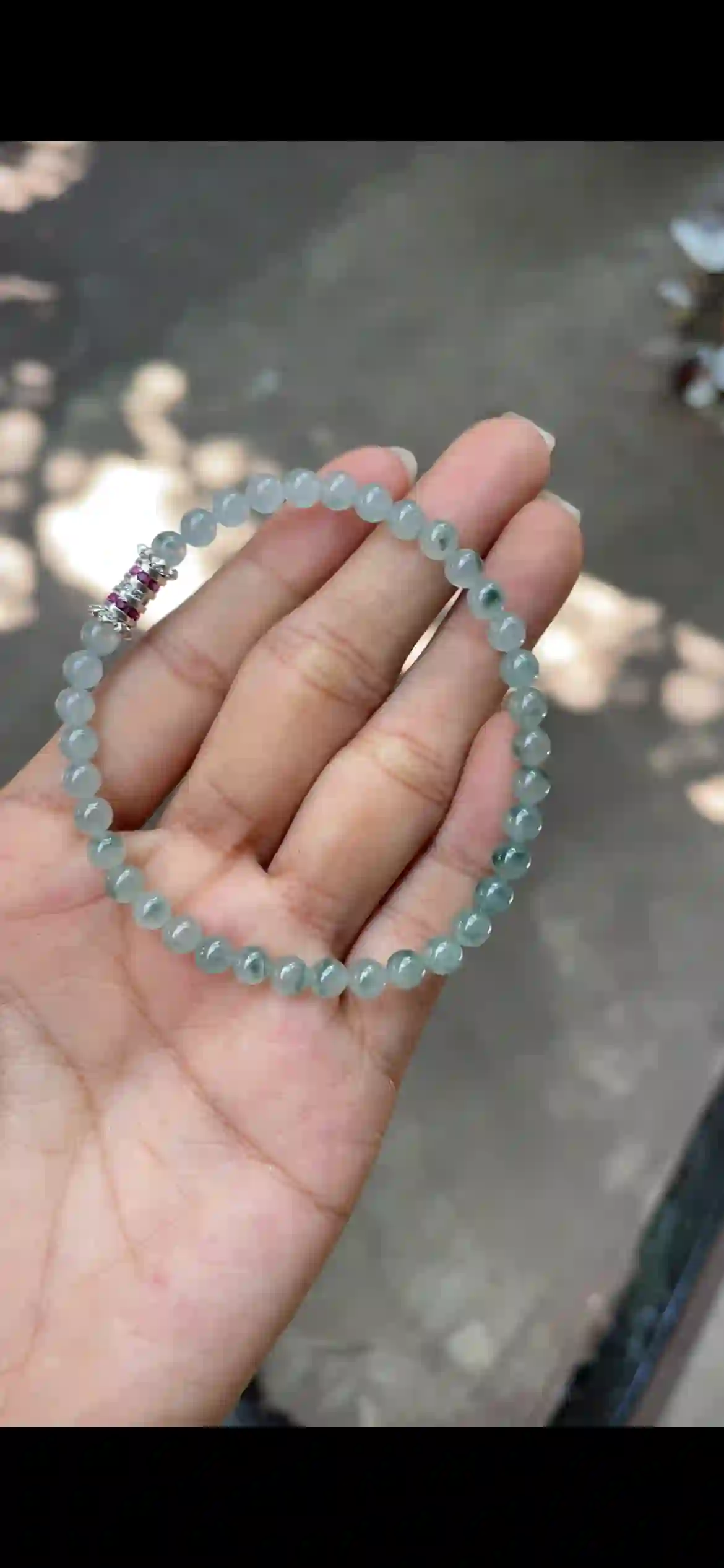  Icy Floating Blue‑Green Jadeite Dainty Bead Bracelet | Myanmar Jadeite reference #10170002