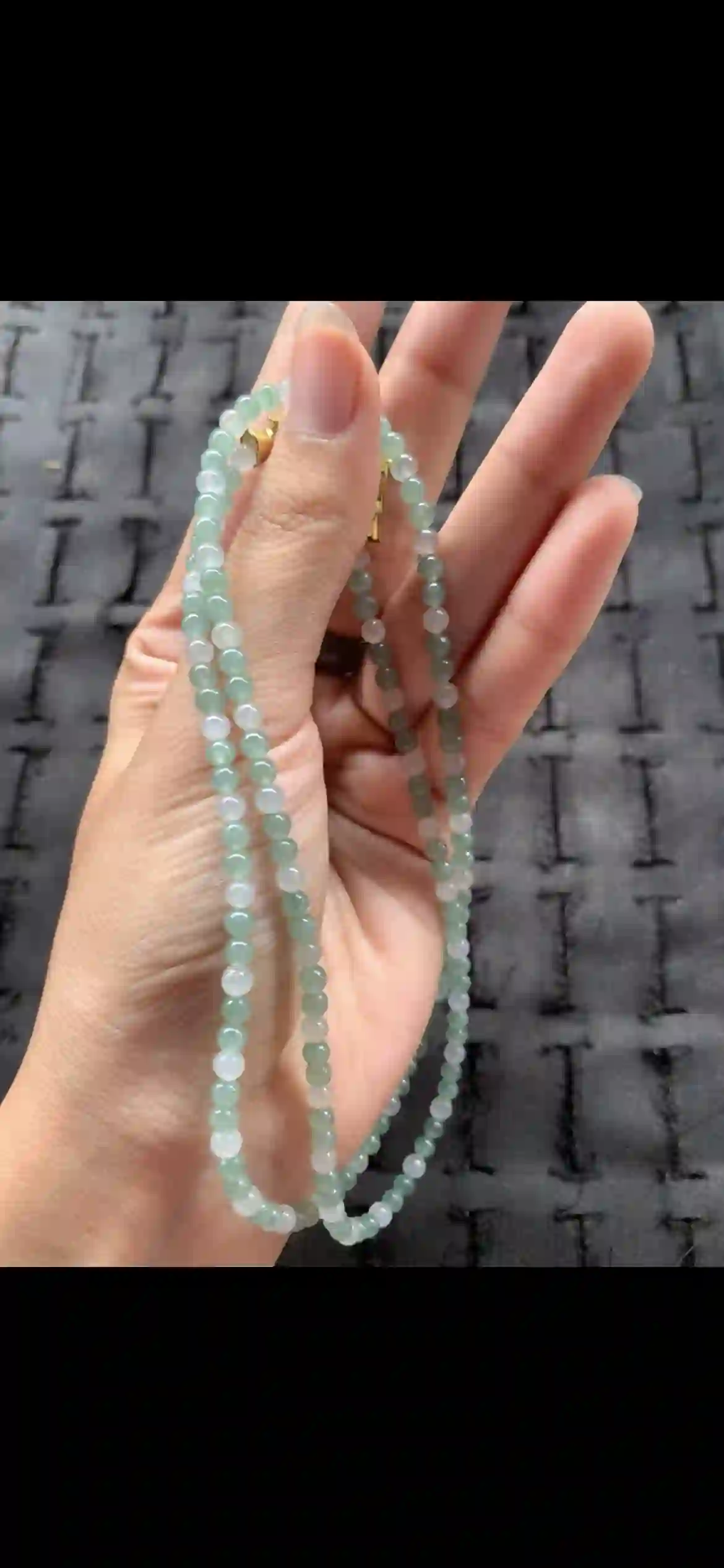 Delicate Pale Green & White Mini-Bead Jade Necklace | Myanmar Jadeite reference #25080001